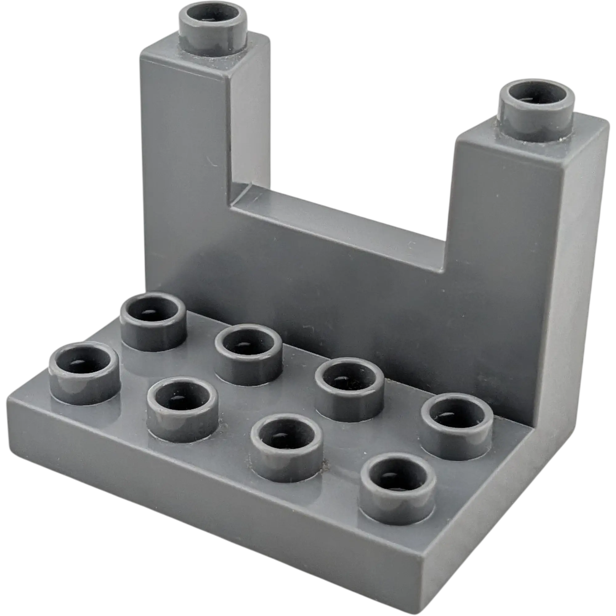 Lego Duplo Platte 2x4 Dunkelgrau mit Wand U-Bogen und 2 Noppen oben, Ansicht 2
