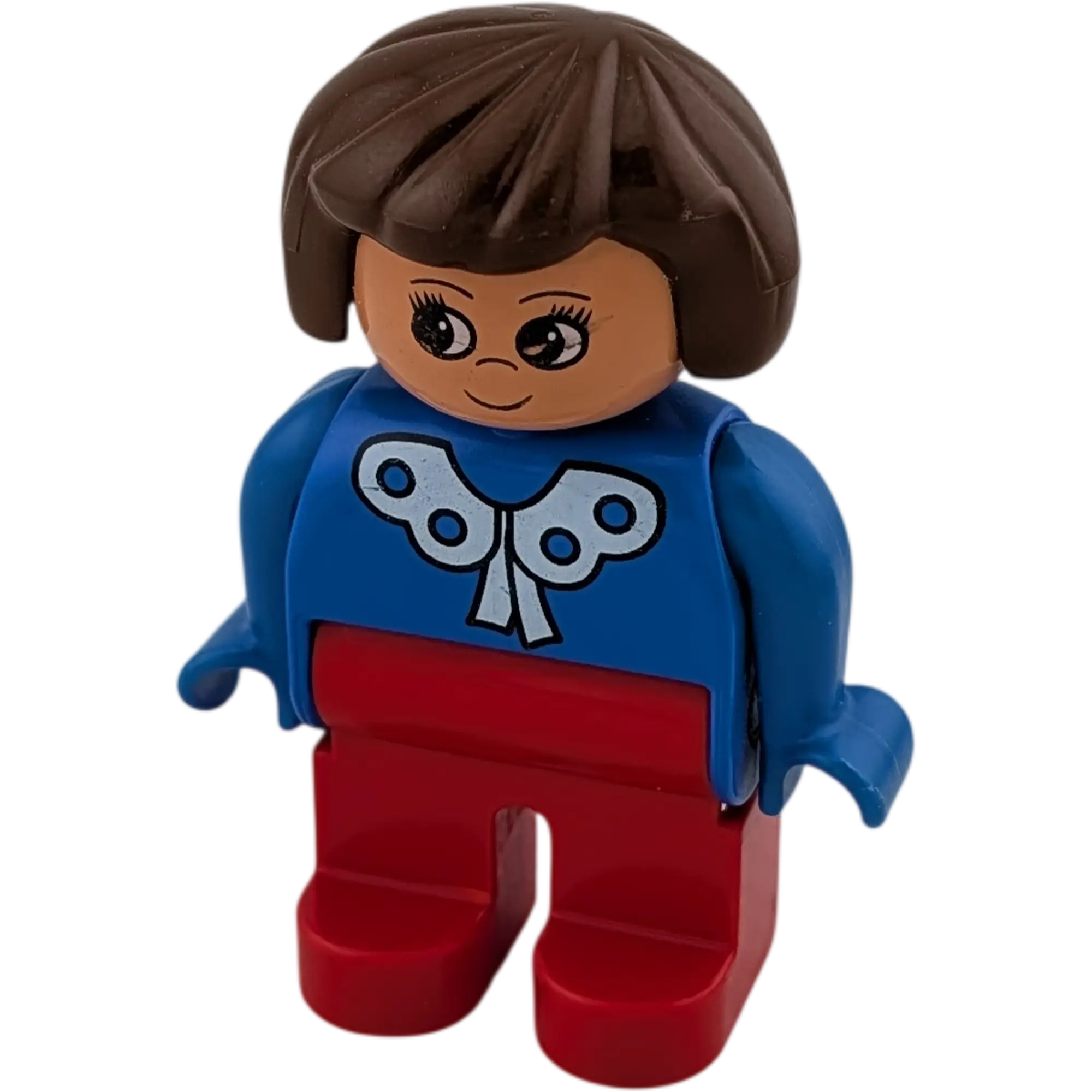 Lego Duplo 47394 Frau braune Haare Blaue Bluse mit Kragen Rote Hose