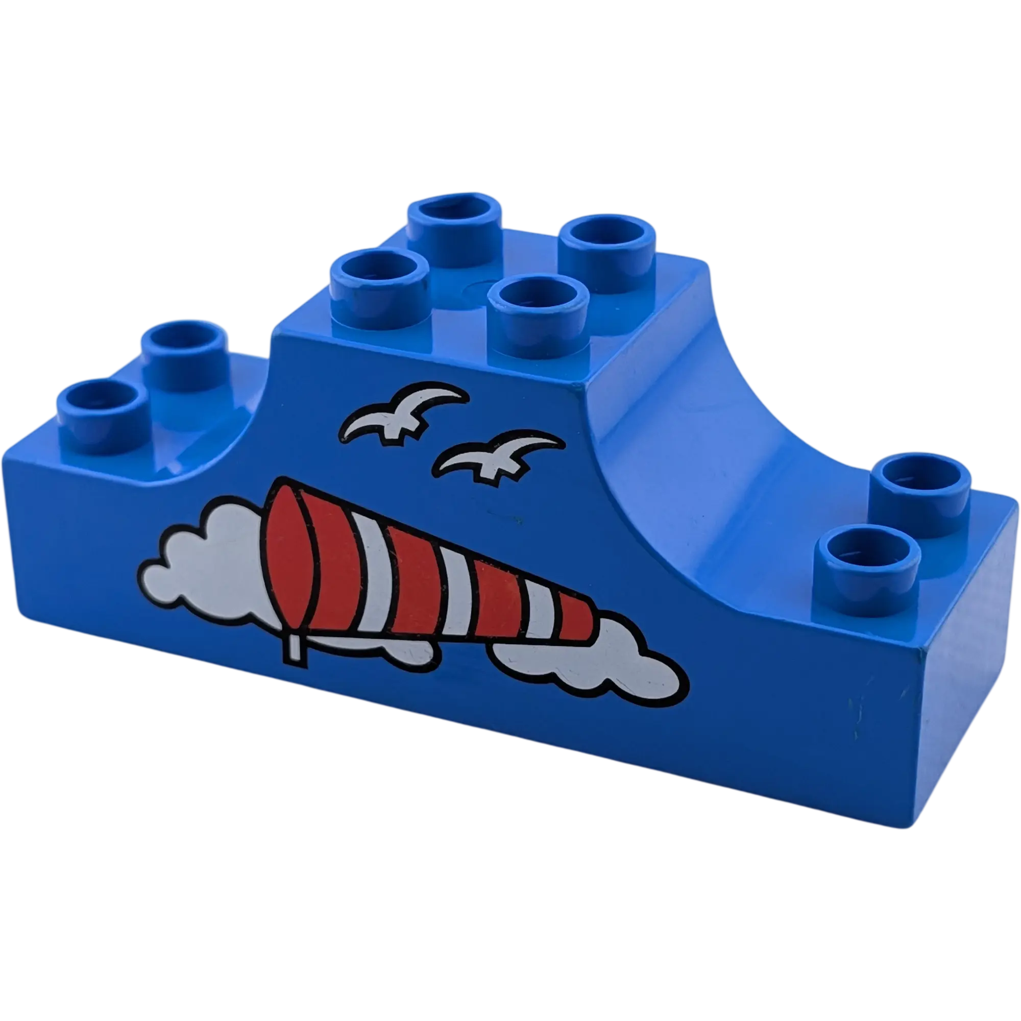 Lego Duplo 2x6x2 Brücke 4197 Blau mit Aufdruck Wind Wolken Vögel