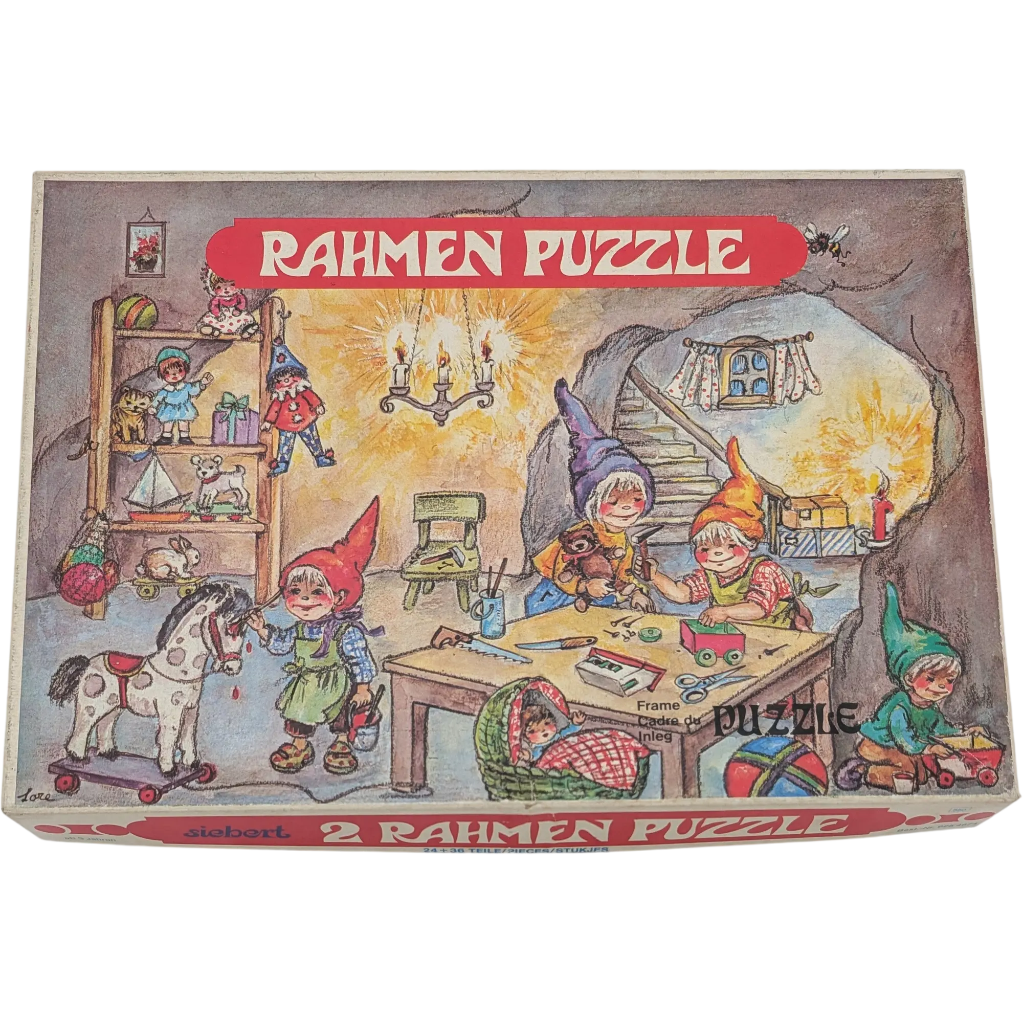 Siebert Rahmenpuzzle 2 Rahmen Puzzle Zwerge in der Werkstatt 24 + 36 Teile