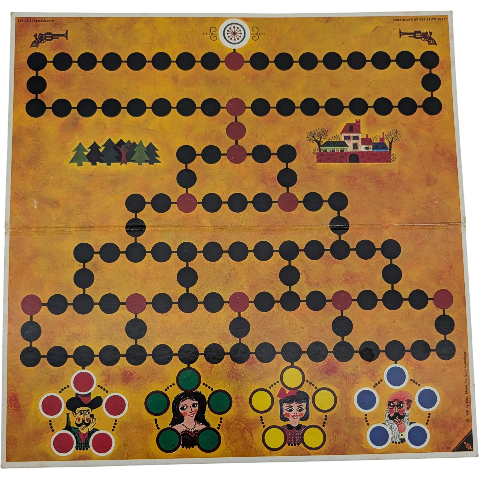 Spielplan Spielbrett Ravensburger Malefiz von 1960