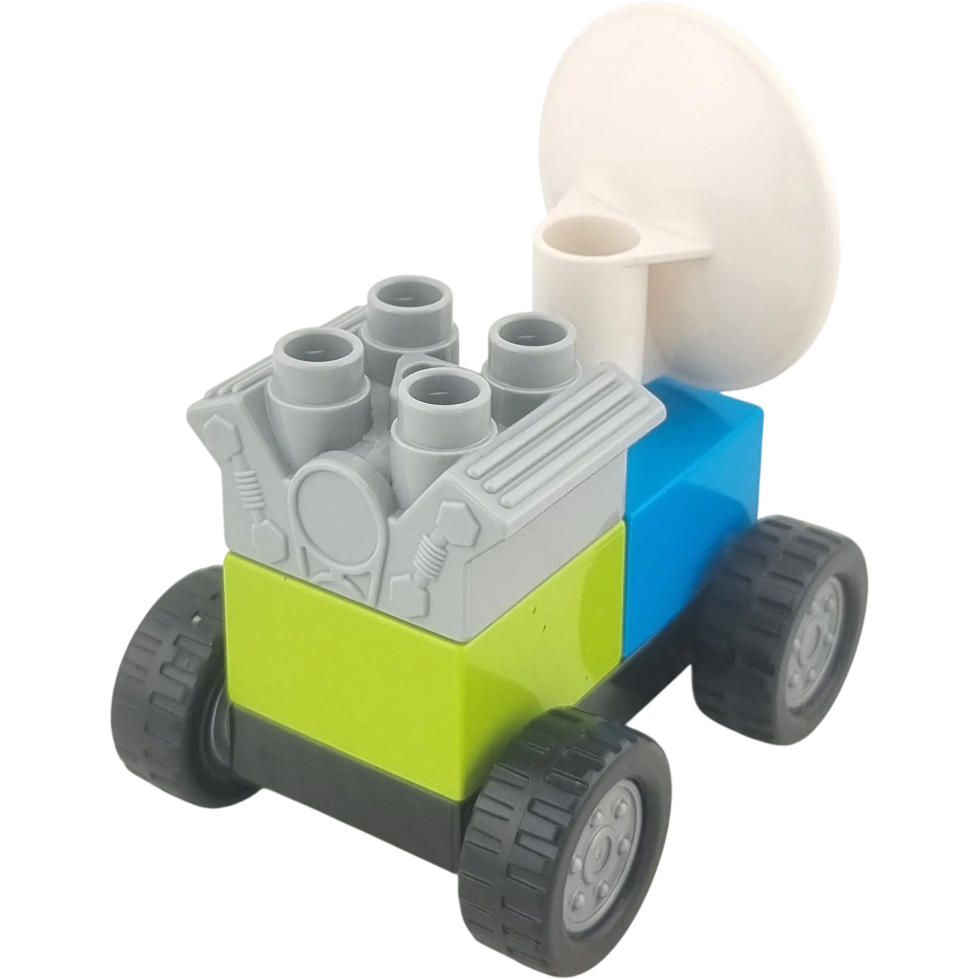 Lego Duplo Solarauto mit Antenne und Motor Mittelblau Azur Schwarz