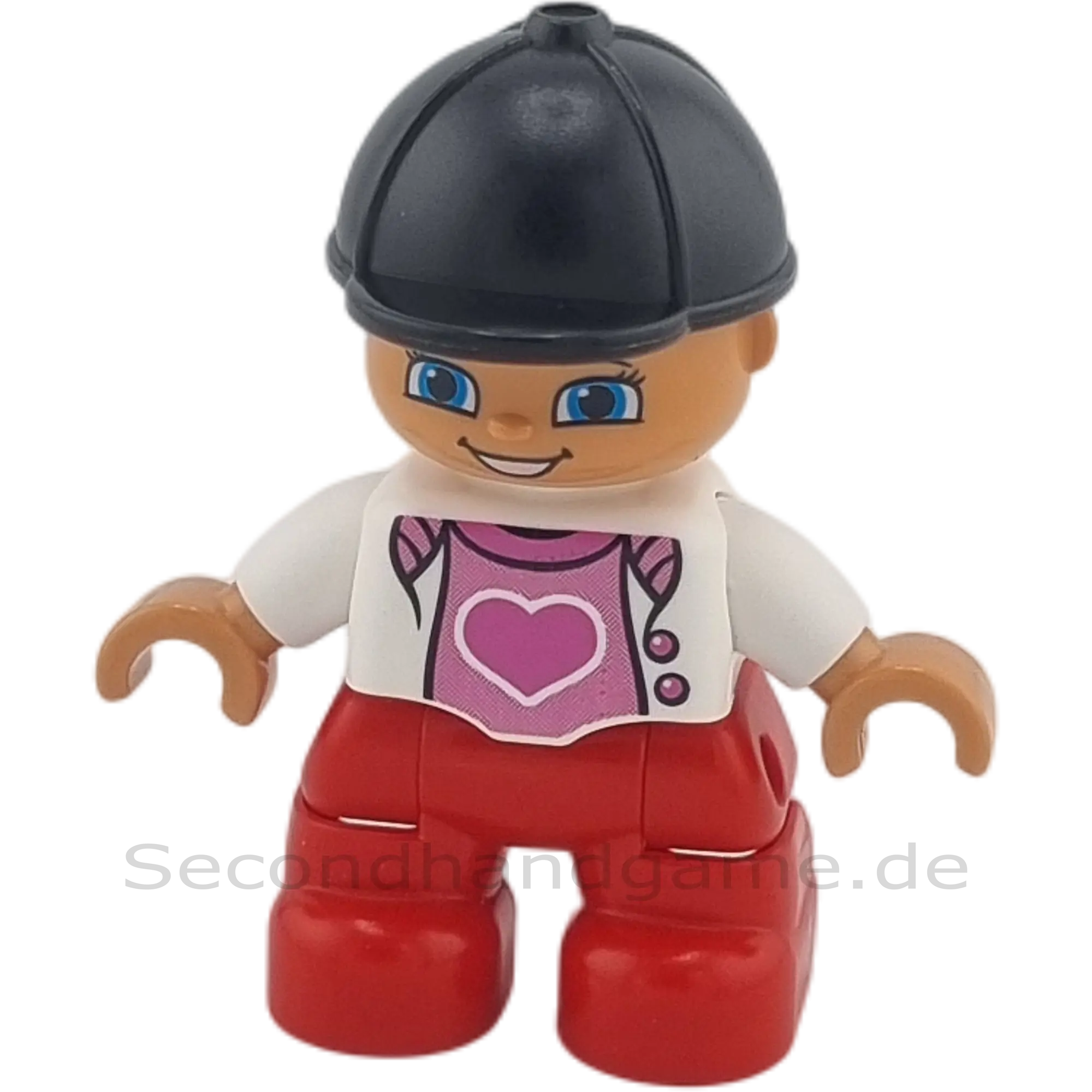 Lego Duplo Figur Mädchen 642H5 Kind Weiß Rosa Herz Reithelm