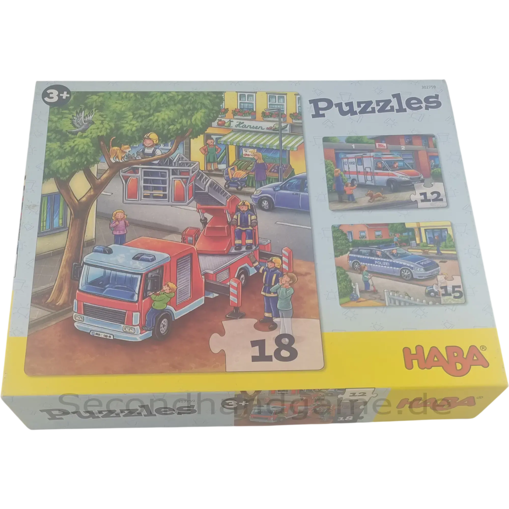 Haba Puzzles Polizei, Feuerwehr & Co. 12, 15, 18 Teile 302755, ab 3 Jahren