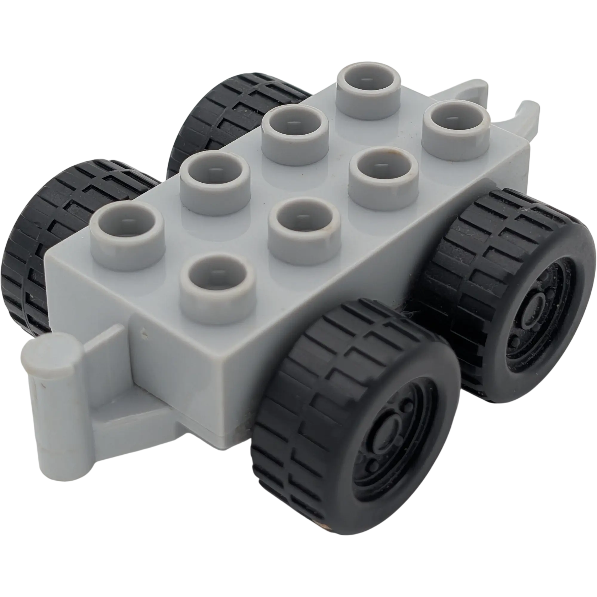Lego Duplo 750J8 Fahrzeug Unterteil Hellgrau, schwarze Räder