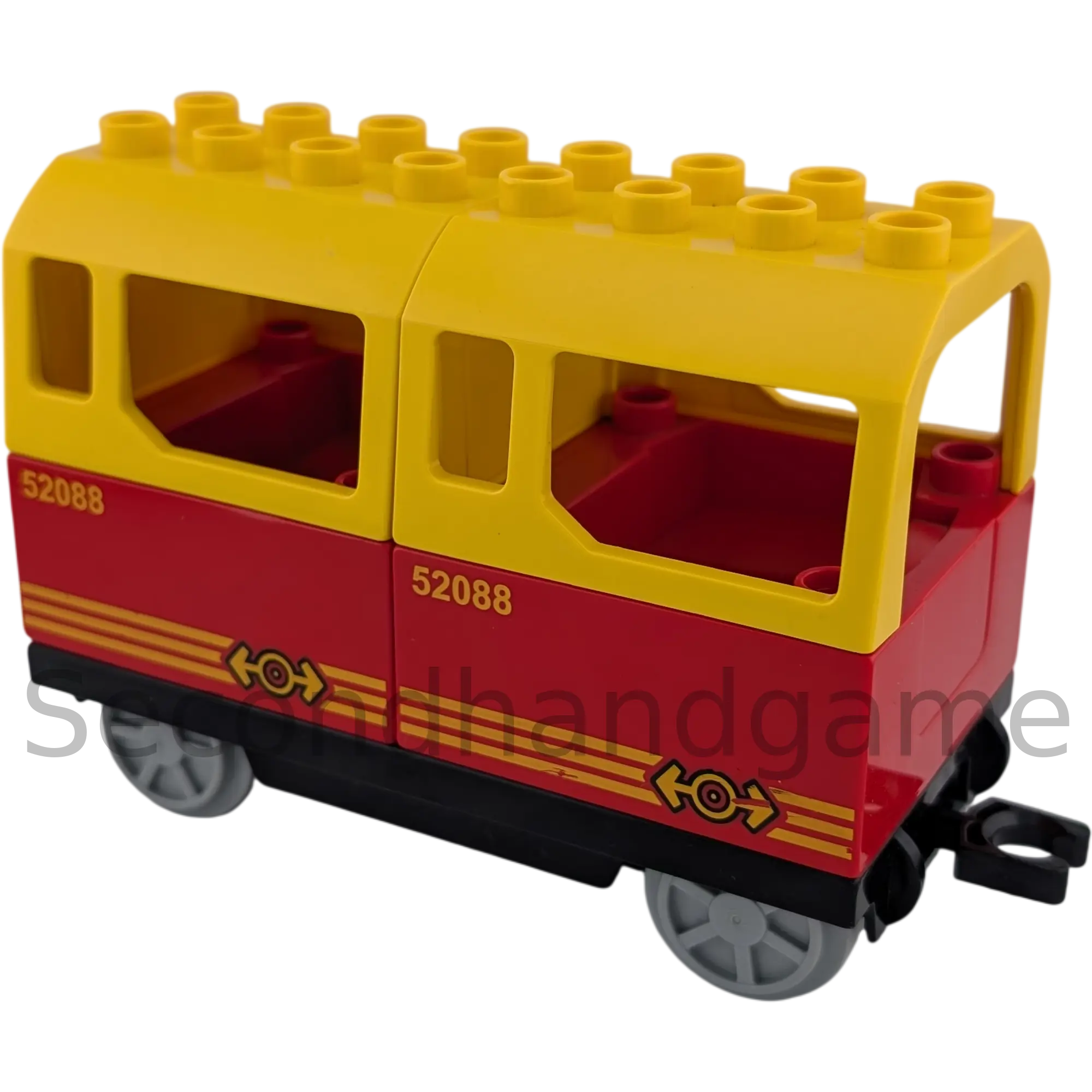 Lego Duplo Eisenbahn Passagieranhänger Rot gelb Nr 52088 Unterteil schwarz