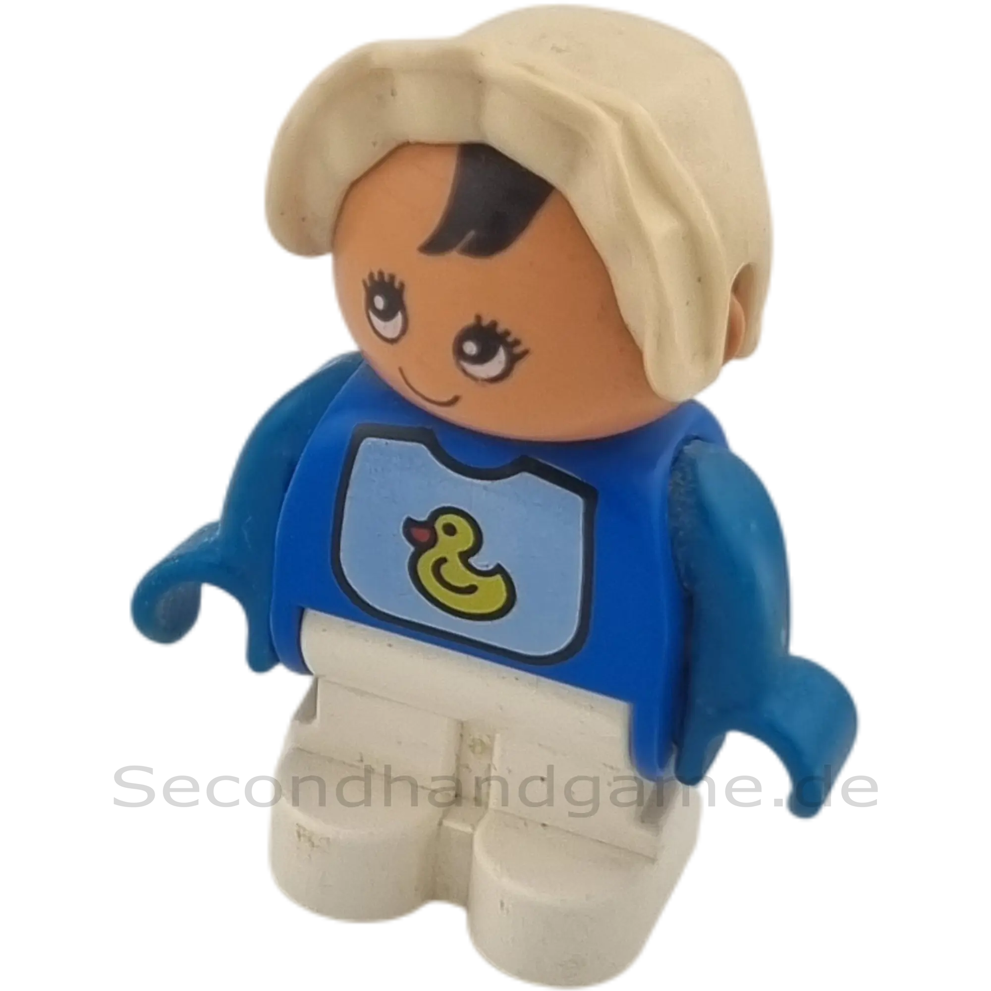 Lego Duplo Kind Junge Baby mit blauem Lätzchen und balu-weißem Strampler