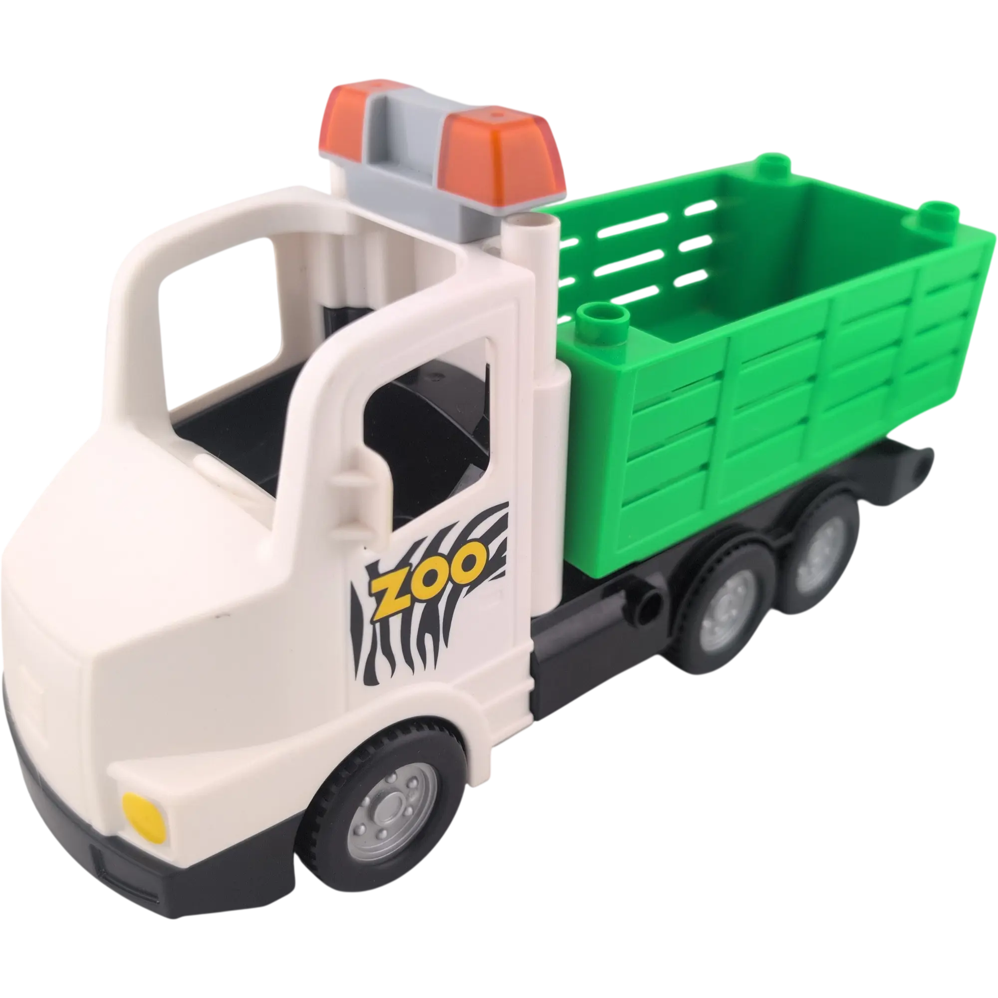 Lego Duplo Lastwagen Weiß Schwarz und Grün Tiertransporter Zoo