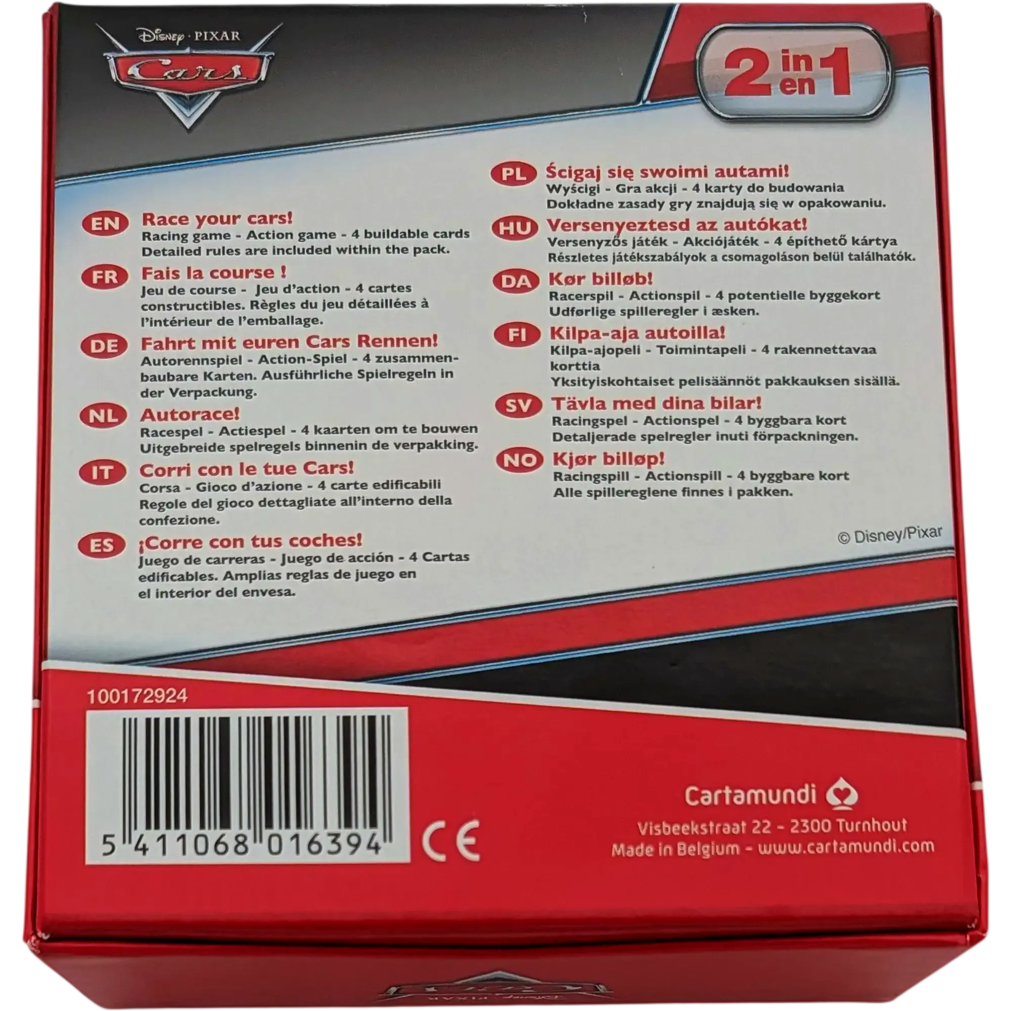 Cartamundi Disney Pixar Cars 2in1 Autorennspiel Kartenspiel mit 4 3D Cars 100172924, Ansicht 2