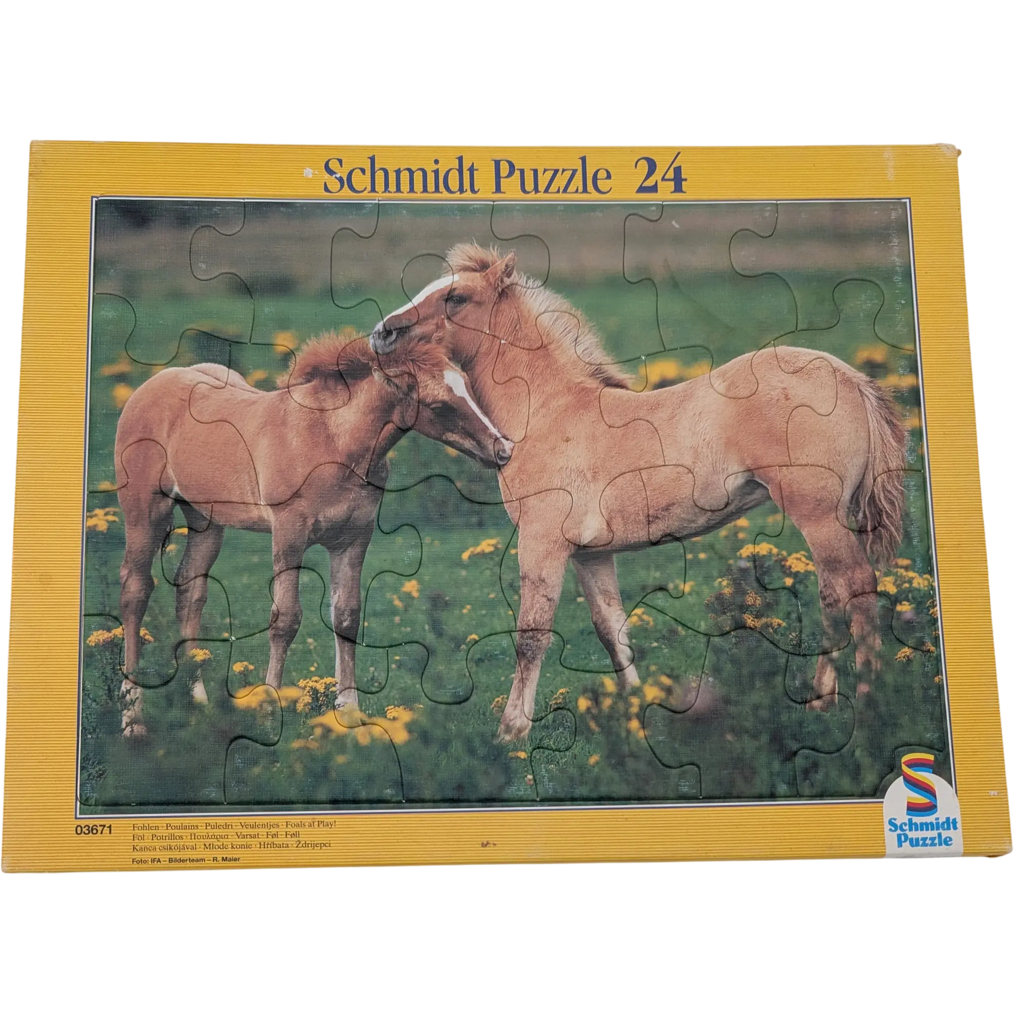 Schmidt Rahmenpuzzle Fohlen 24 Teile 03671 gelber Rahmen