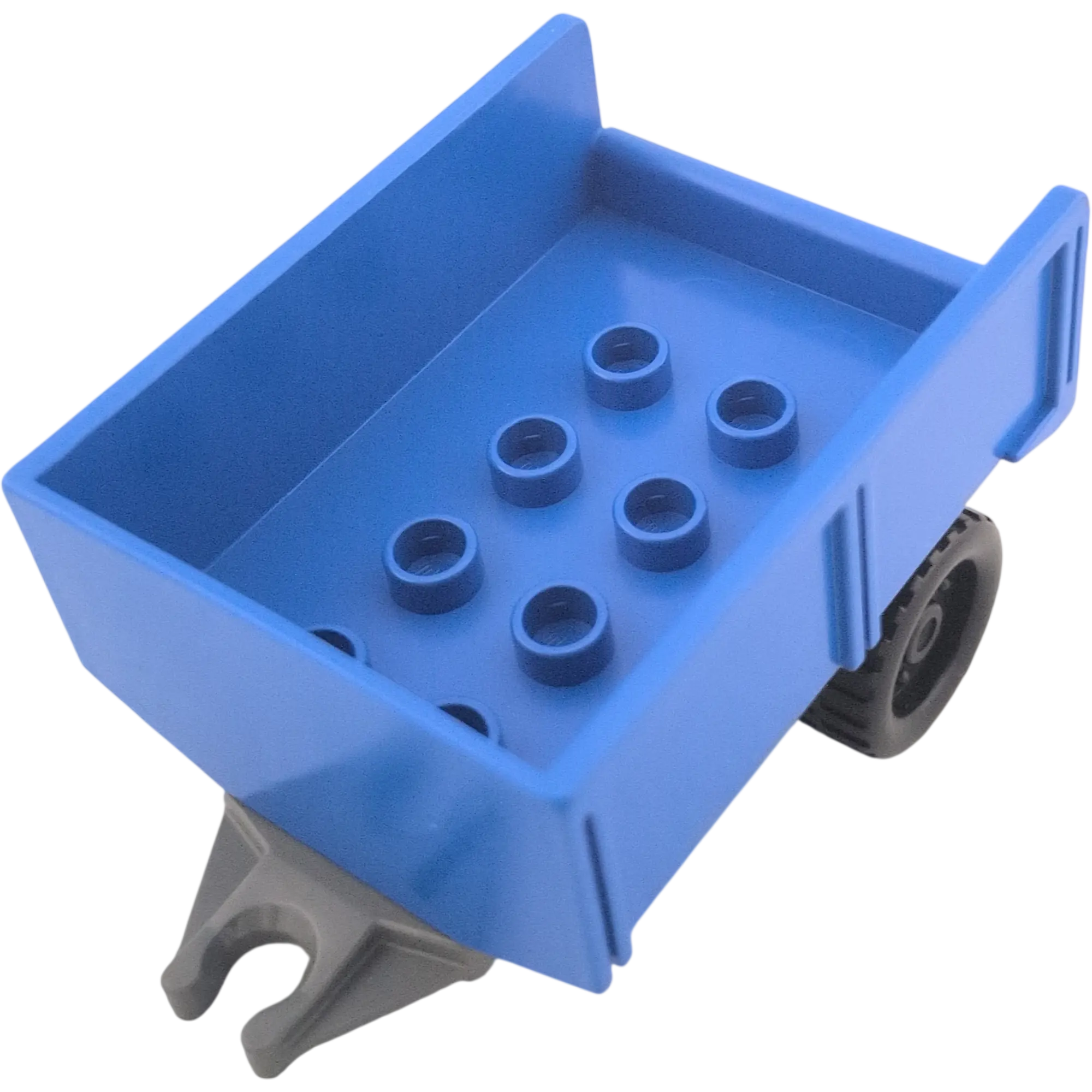 Lego Duplo 4821 Anhänger Blau offen mit dunkelgrauem Unterteil auf Rädern