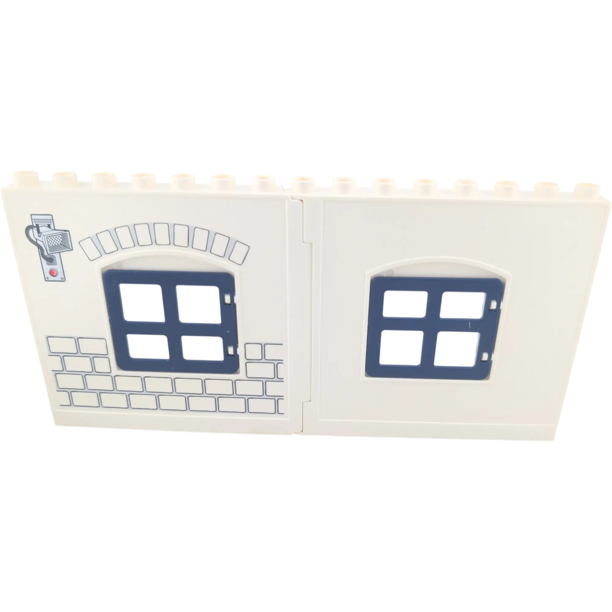 Lego Duplo Hauswand Weiß Polizeistation Polizeirevier Blaue Fenster Kamera