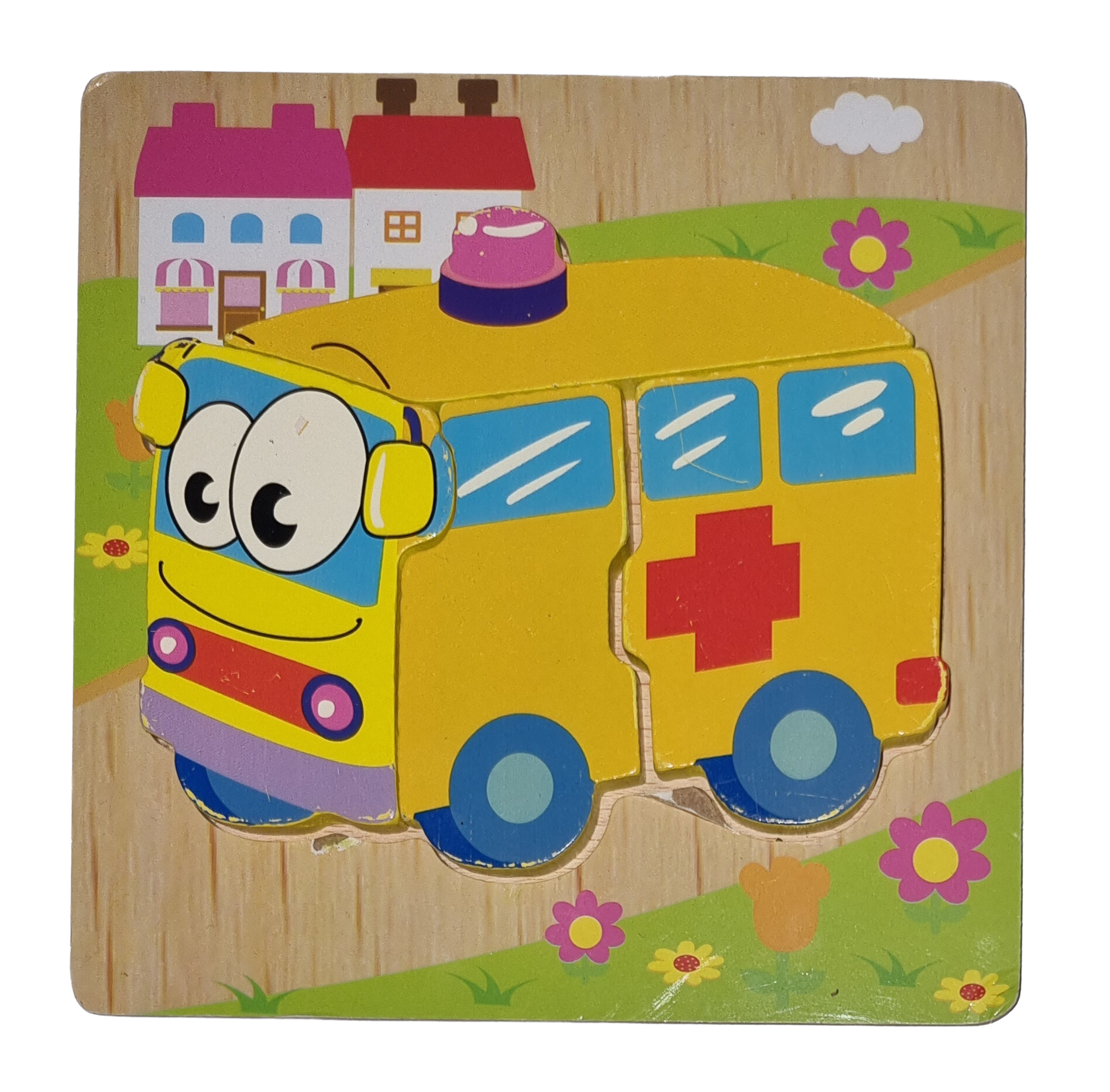 Holzpuzzle Bus 4 Teile Krankenwageb
