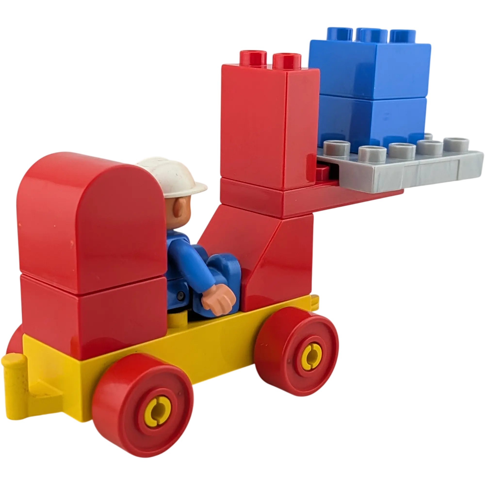 Lego Duplo Gabelstapler Rot Gelb mit Bauarbeiter