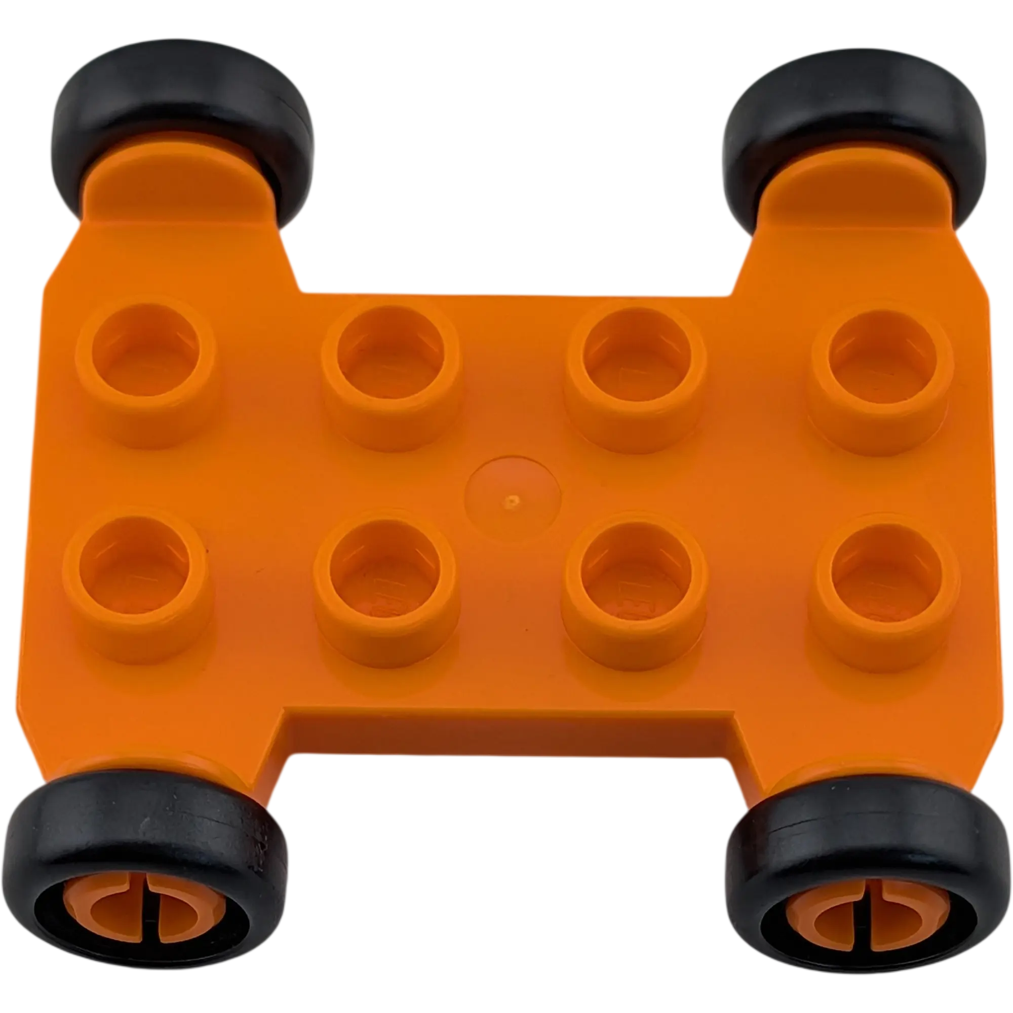 Lego Duplo 42092 Fahrzeug Unterteil Orange Unterbau mit schwarzen Rädern, Ansicht 2