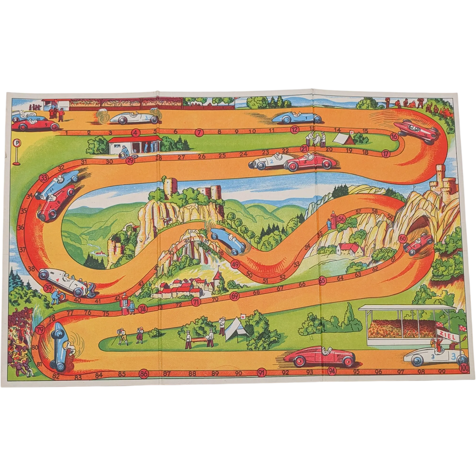 Abel-Klinger Die Kurve Das grosse Auto-Rennspiel Ersatzteil Spielplan Vintage