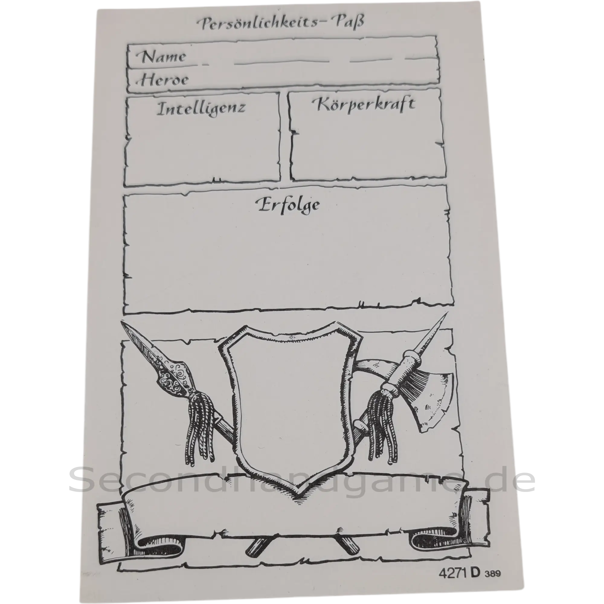 MB Hero Quest Master Ersatzteil Rollenzettel wenig benutzt