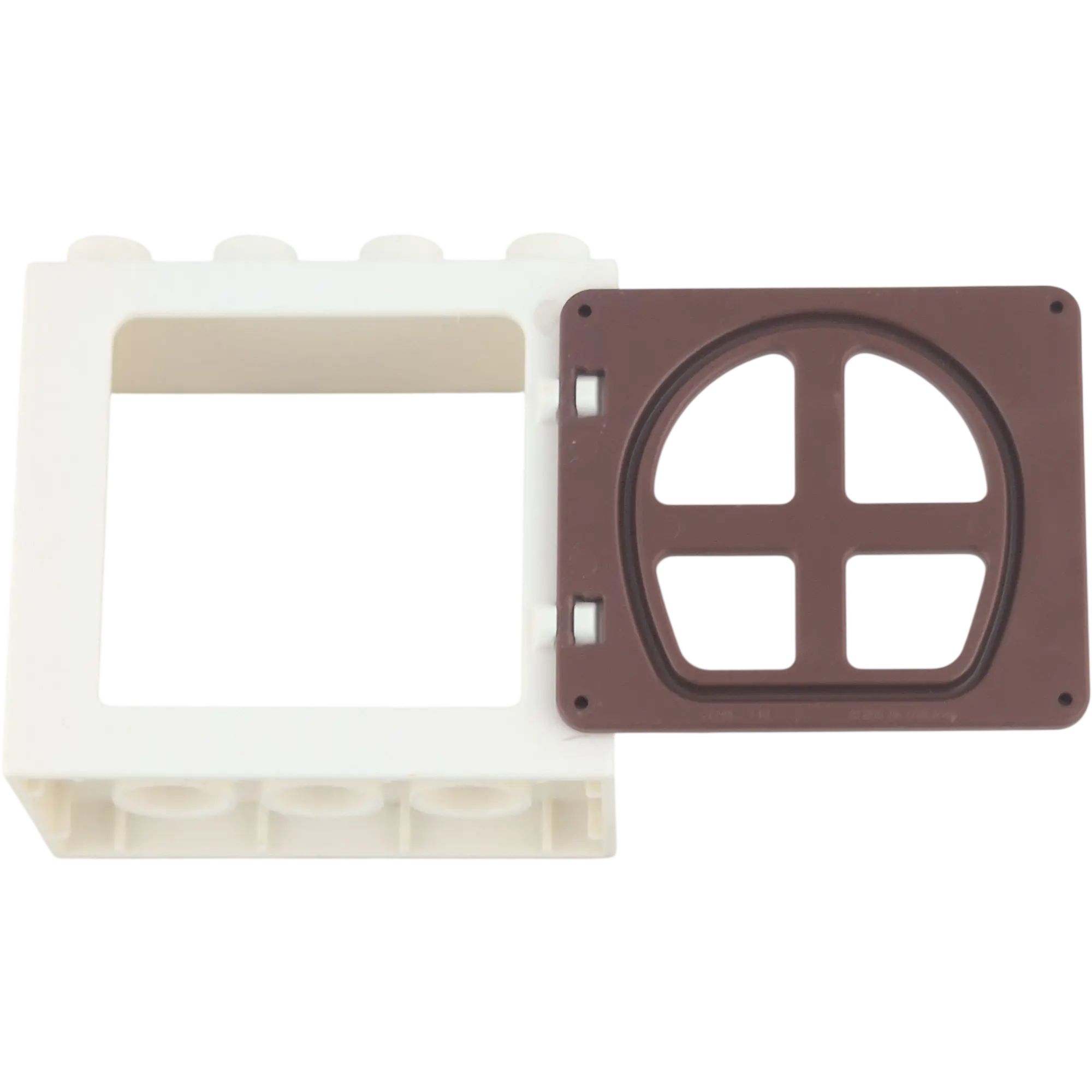 Lego Duplo 61649 Fensterrahmen Weiß mit vier kleinen Fenster Braun gebogen 2x4