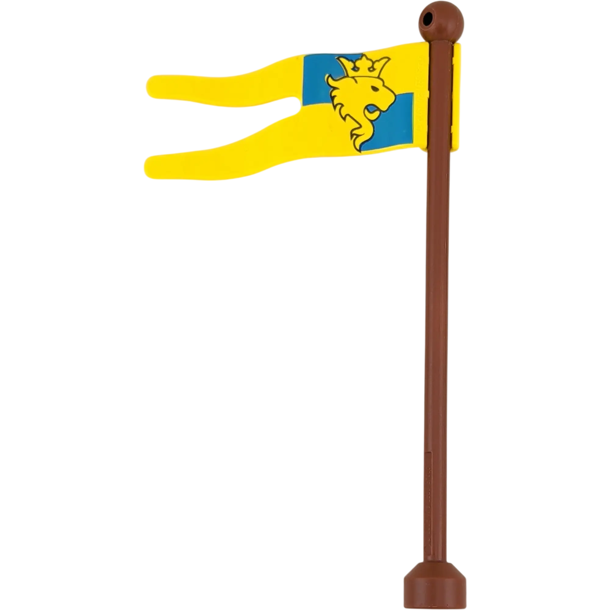 Lego Duplo 51708 Fahnenstange / Mast 1x9 – Rotbraun mit Flage Löwenkopf Gelb Blau