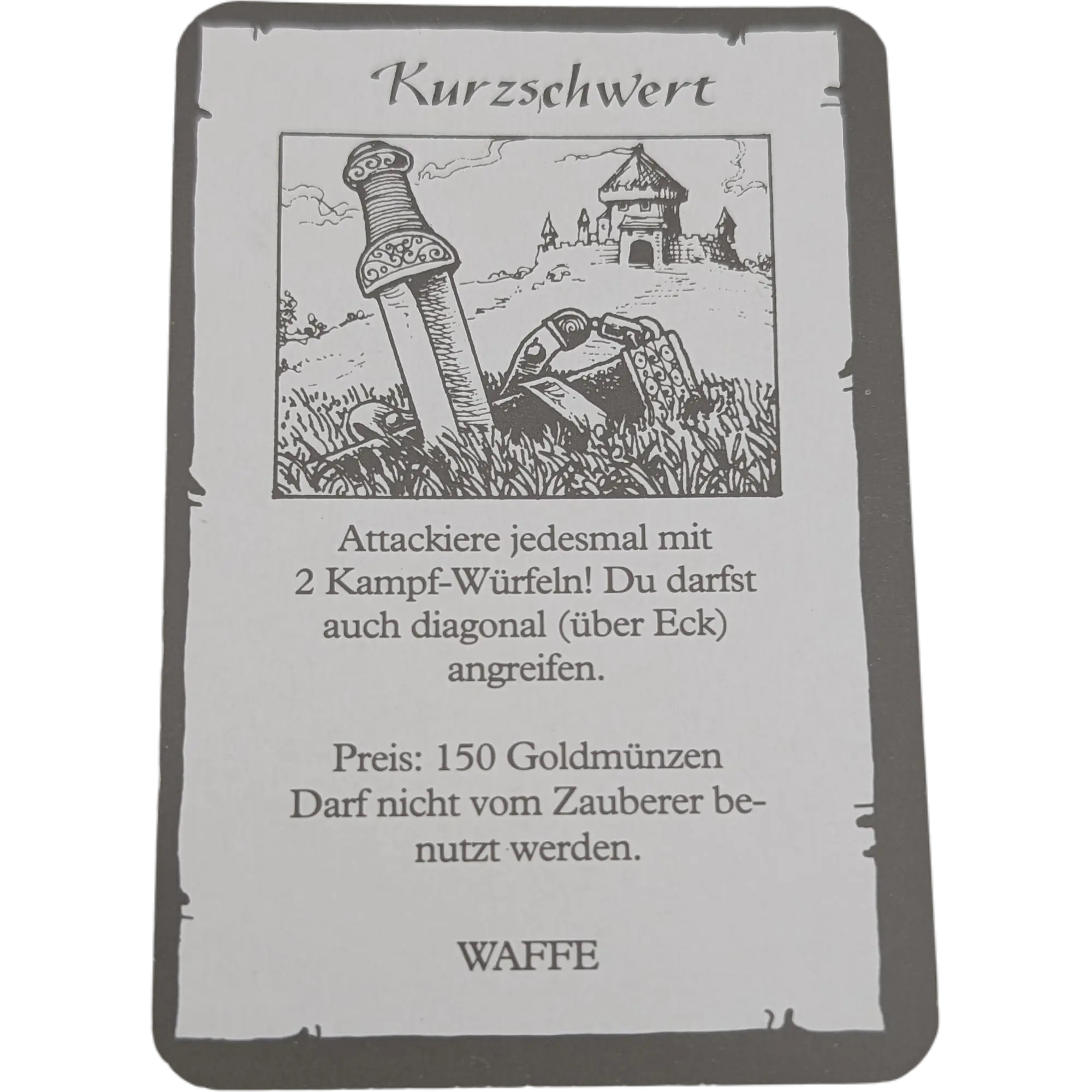 MB Hero Quest Master Karte Ausrüstung Kurzschwert