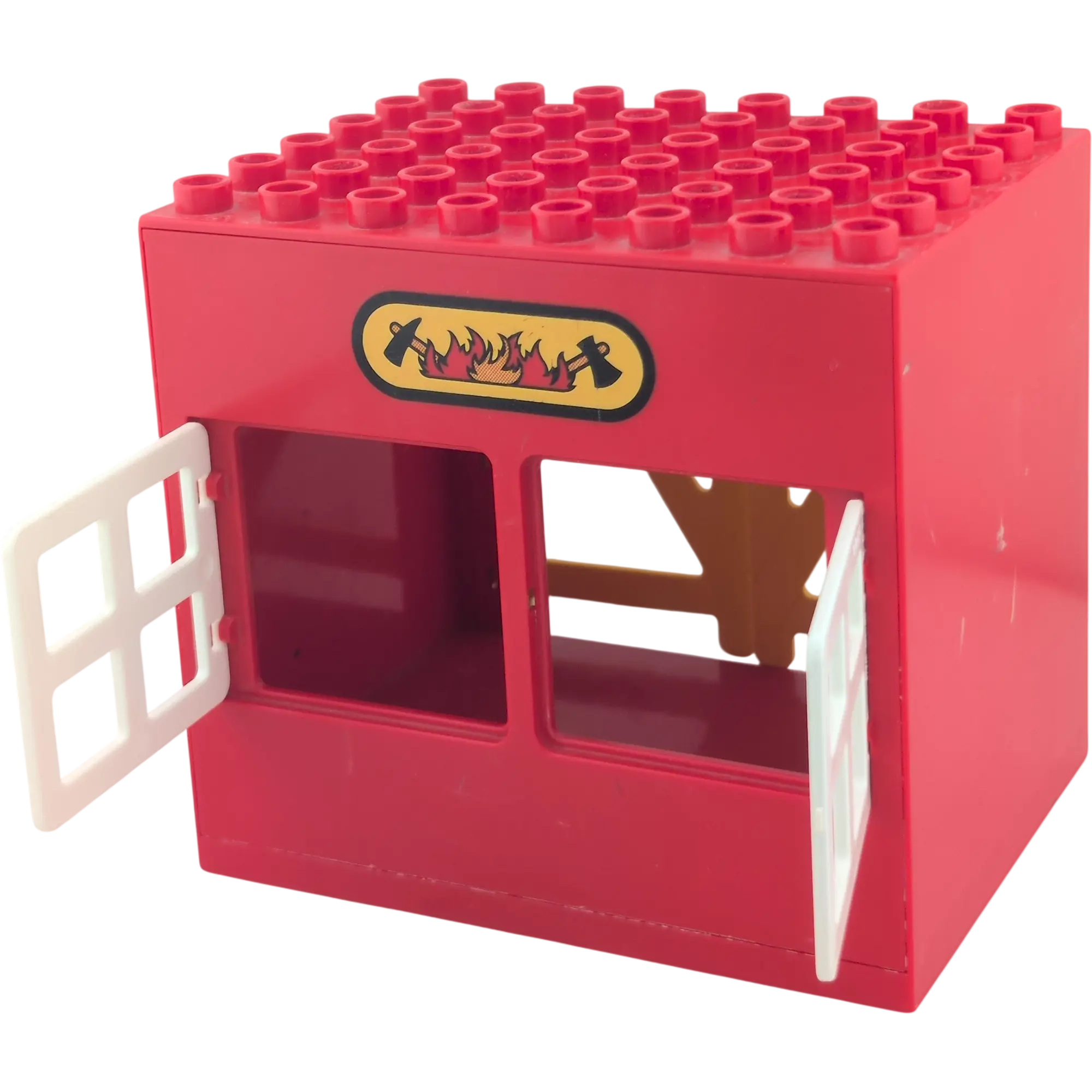Lego Duplo Rot Feuerwache mit 2 Türen und zweiß Fenster Weiß 6x8 