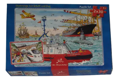 Die Spiegelburg Puzzle 2x30 Teile Unterwegs mit Schiff und Zug