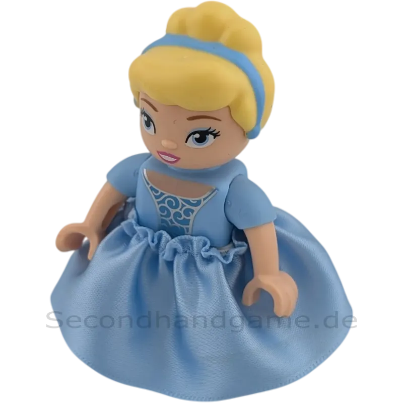 Lego Duplo 231J4 Eiskönigin hellblaues Kleid mit Stoffrock, blonde Hochsteckfrisur