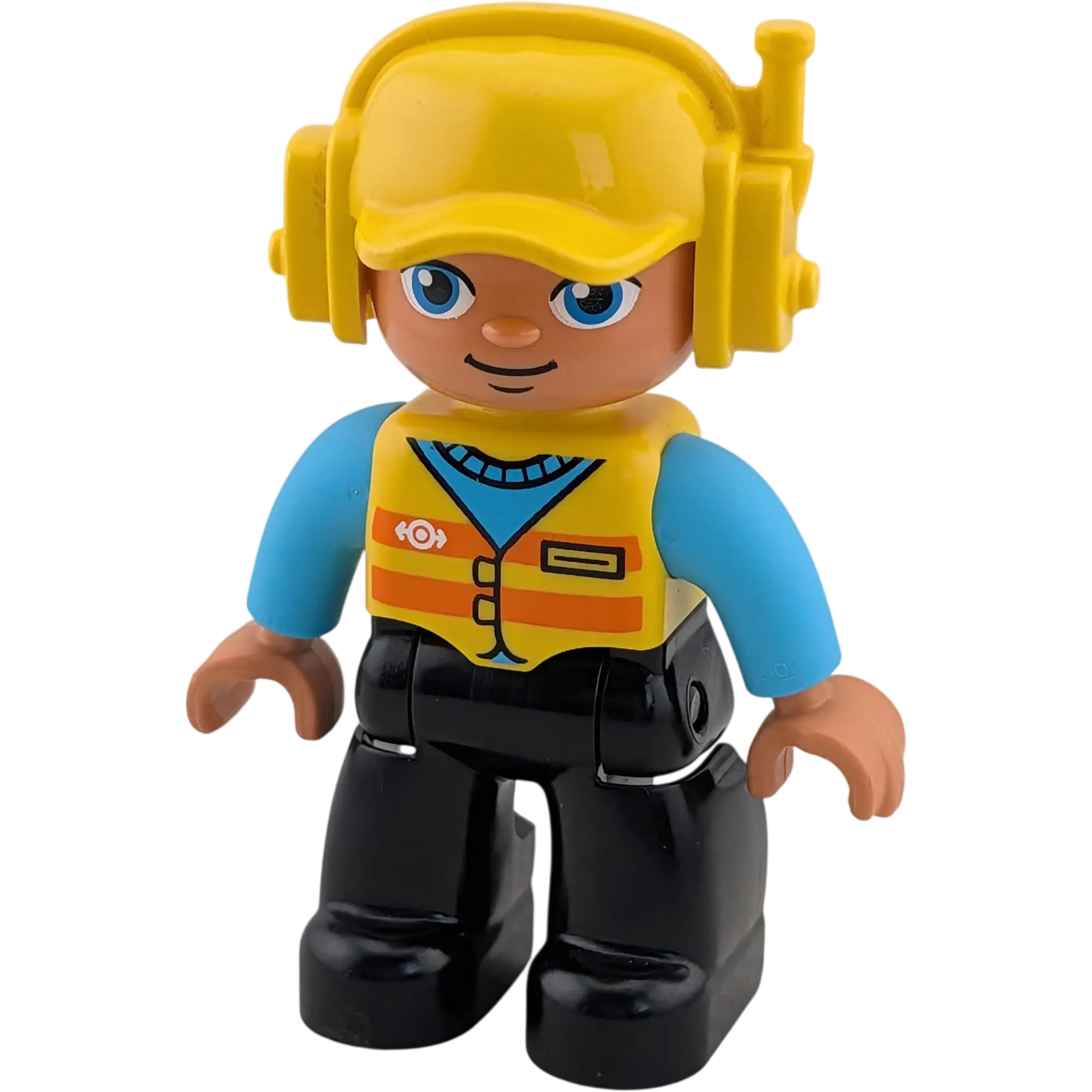 Lego Duplo Mann Bauarbeiter Mit Warnweste mit Helm Gelb und Walkie Talkie