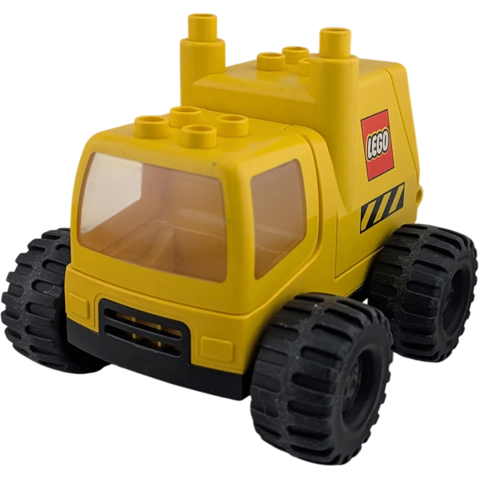 Lego Duplo LKW Lastwagen Gelb mit gelbem großen Container mit LEGO Aufdruck und gelbem klappbaren Führerhaus