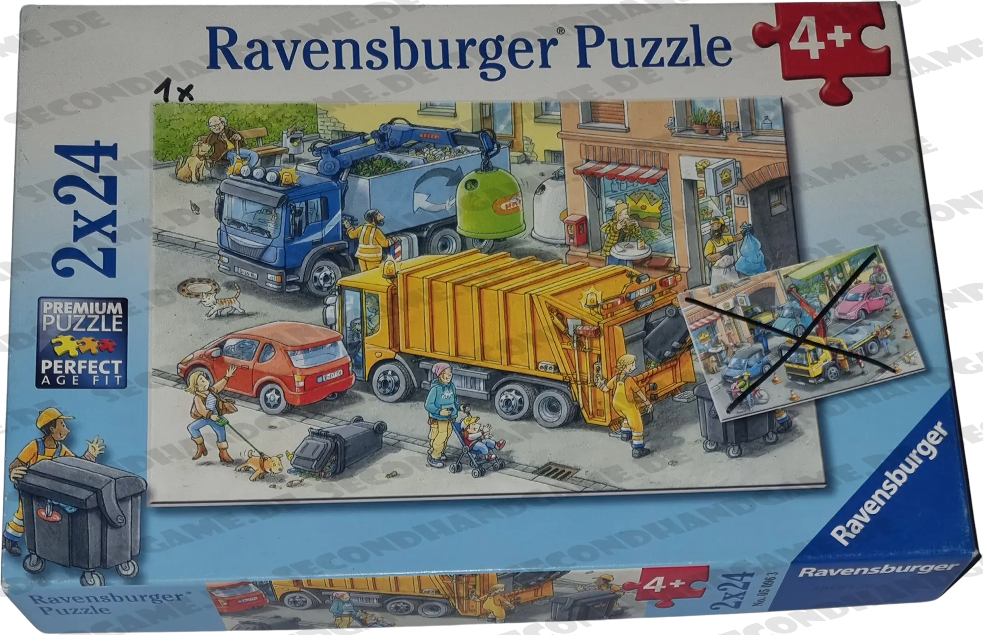 Ravensburger Premium Puzzle 2x24 Teile 050963 Müllabfuhr und Abschleppwagen