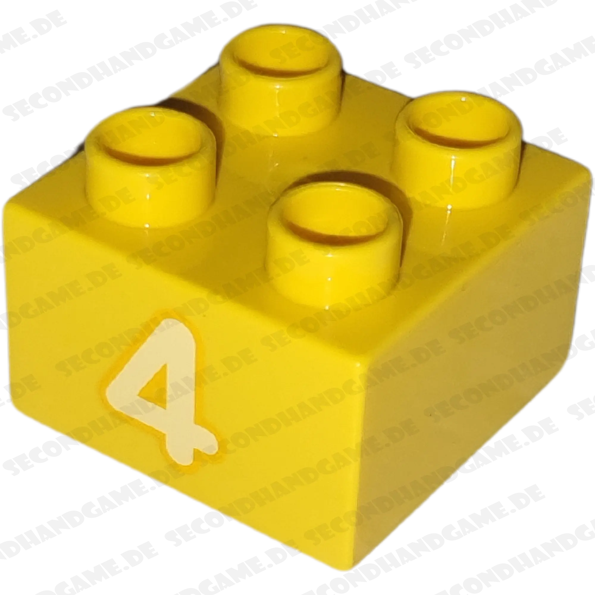 Lego Duplo 2x2 Stein Gelb Zahl Vier Weiß 3437
