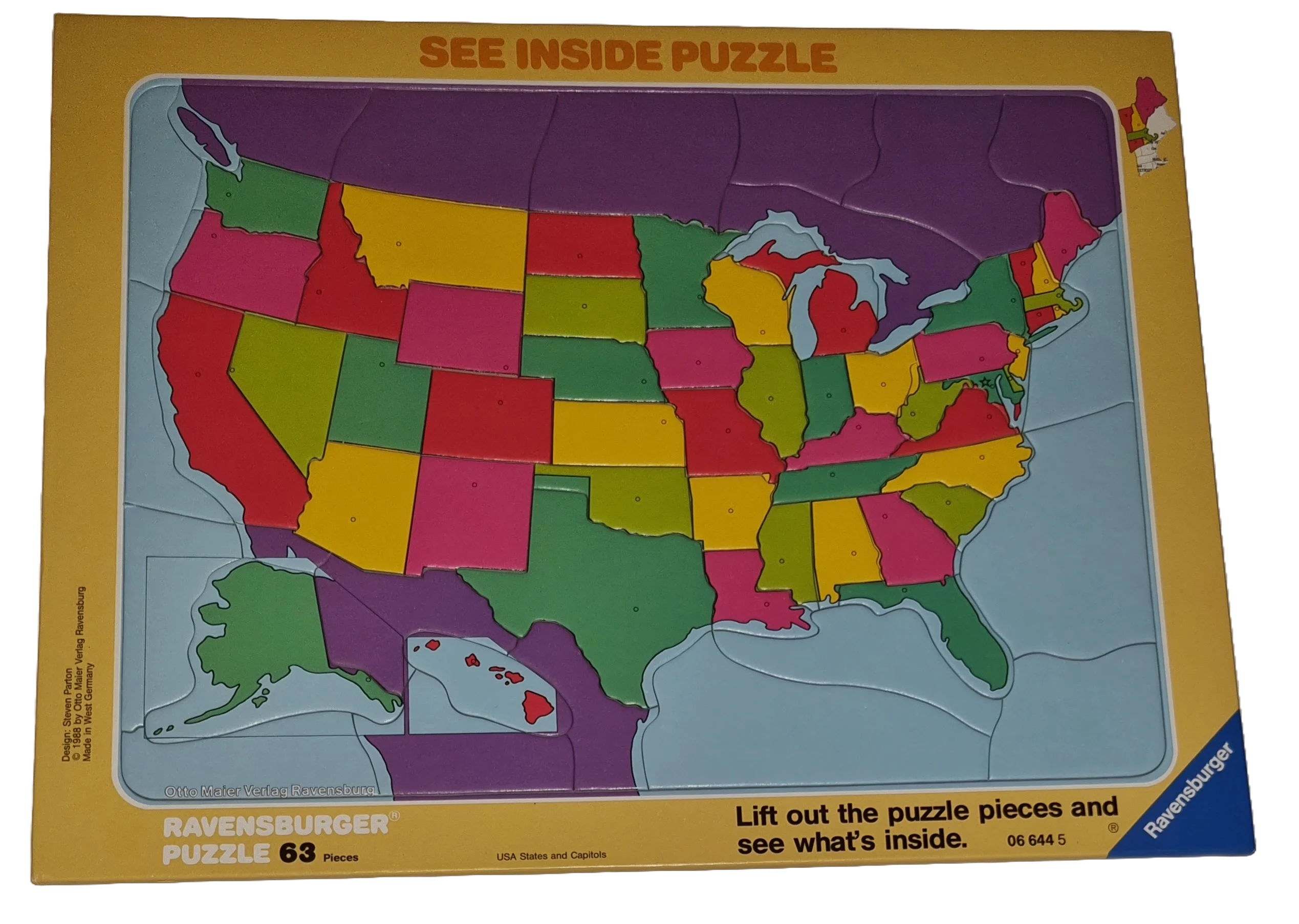 Ravensburger See inside Puzzle Rahmenpuzzle USA States and Capitals 066445