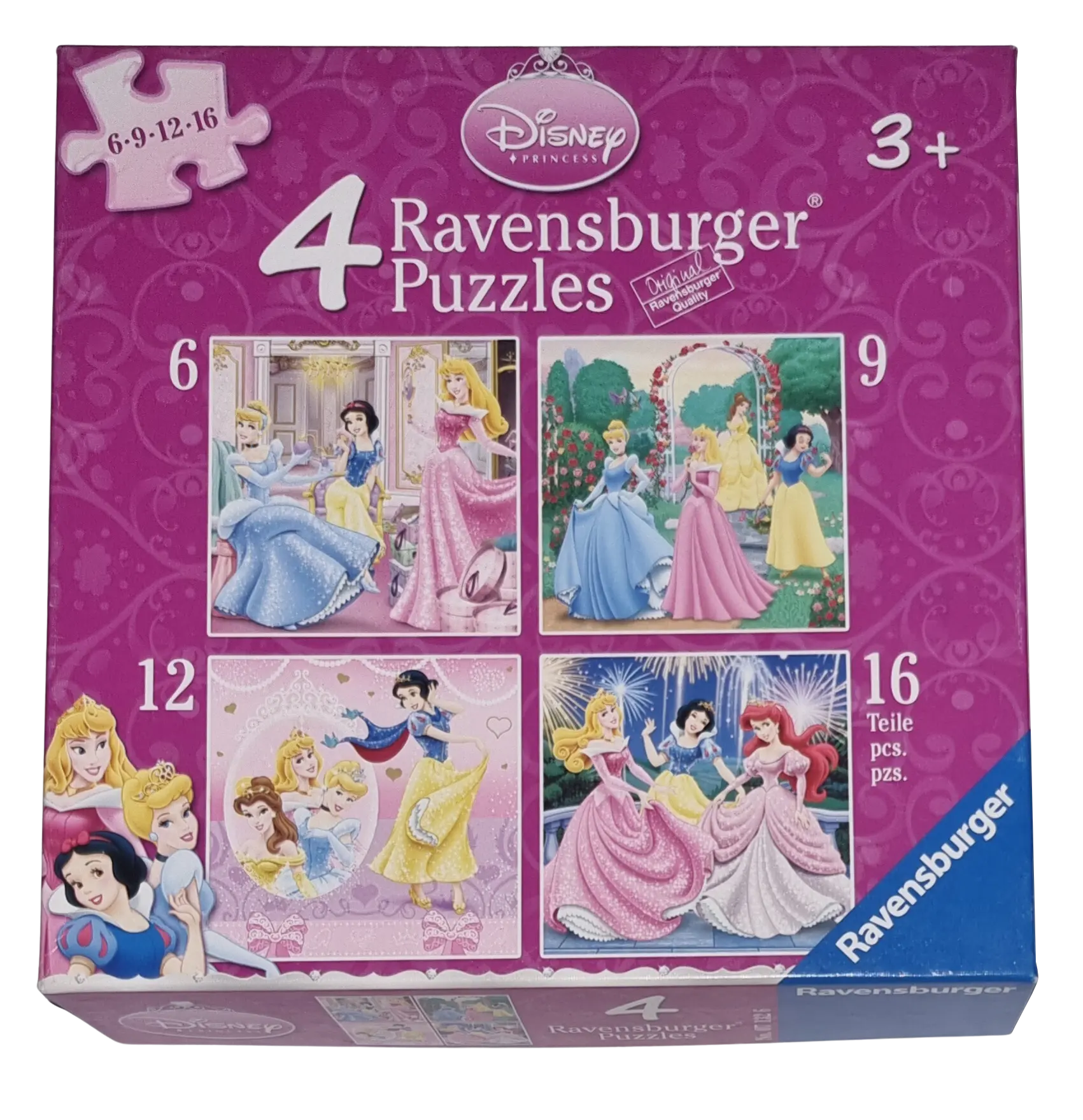 Ravensburger Disney Princess 4 Puzzle 6, 9 , 12 und 16 Teile 071326 Wunderschöne Prinzessinnen