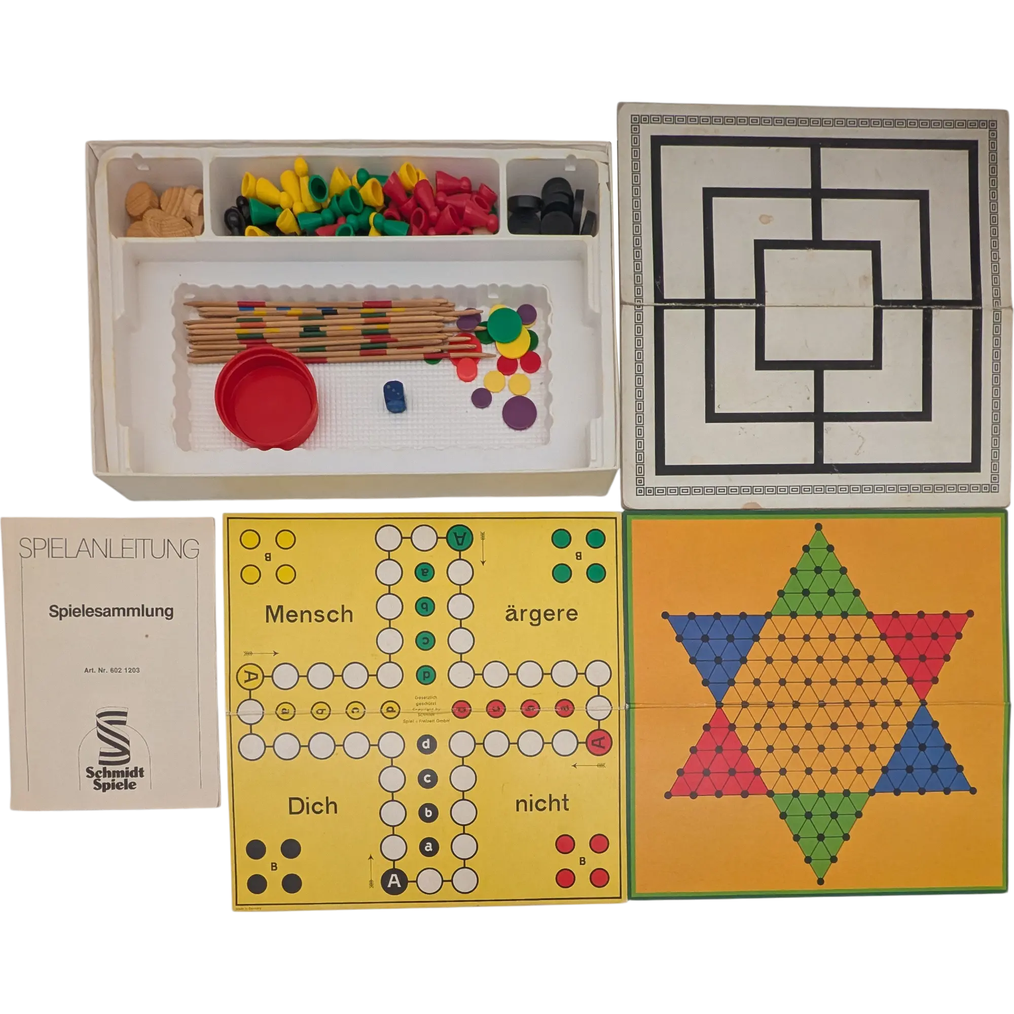 Schmidt Spielesammlung Mensch ärgere dich nicht, Mühle, Dame, Halma, Domino, Ecka, Leiterspiel 6021203