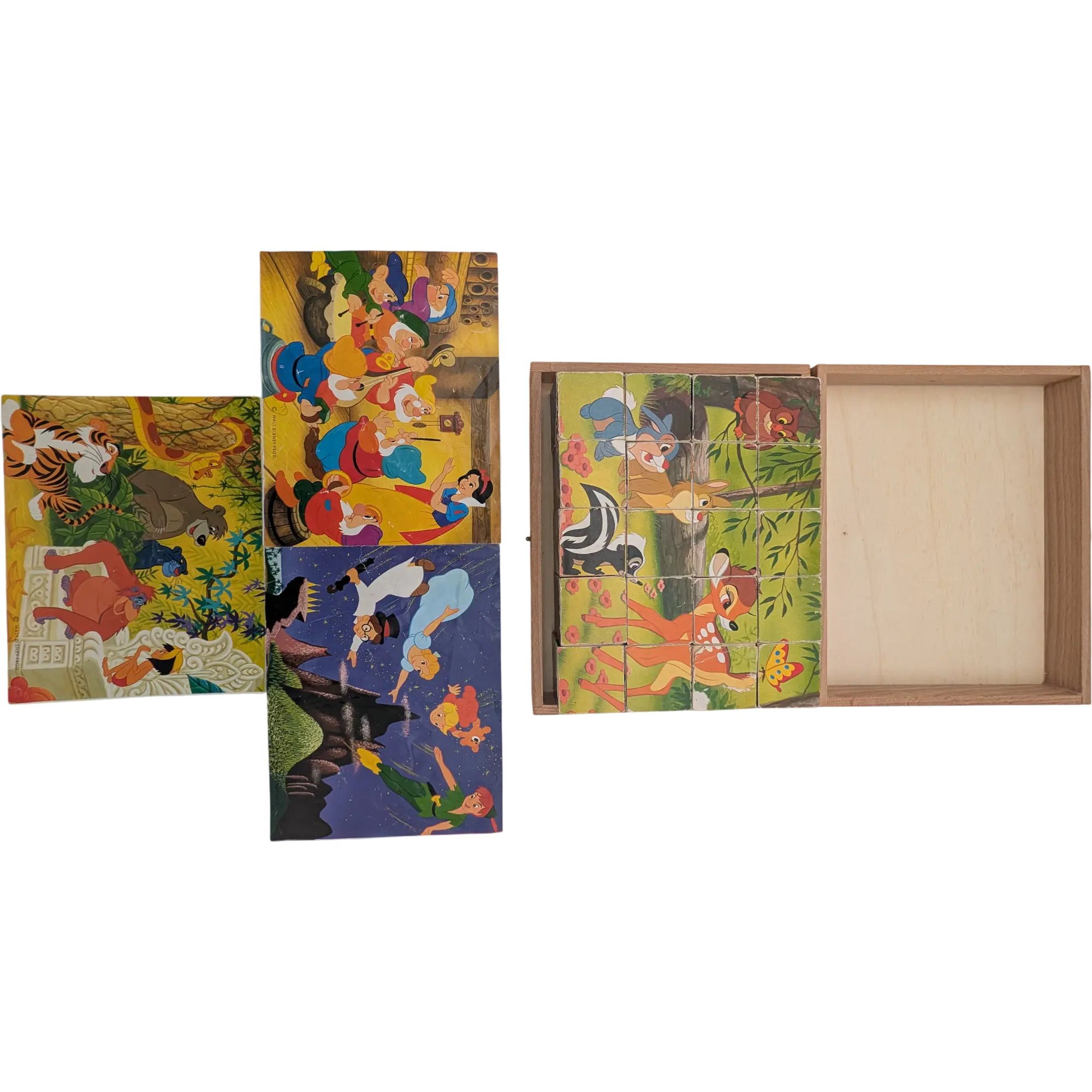Eichhorn Bilderbaukasten Holzwürfel Walt Disney Schneewittchen und die sieben Zwerge 6 Bilder Vintage, Ansicht 2