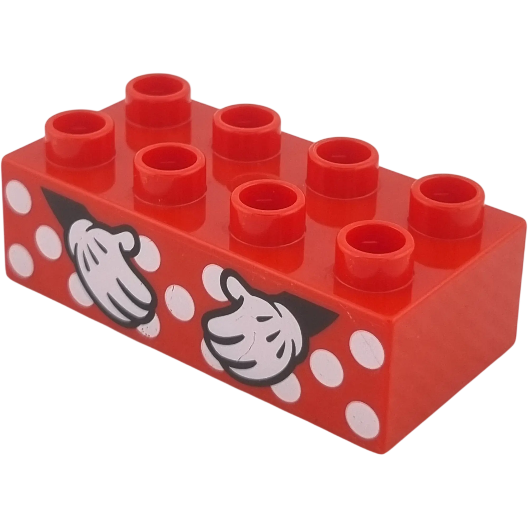 Lego Duplo 2x4 Stein 3011 Rot bedruckt mit zwei Mickey Mouse Händen