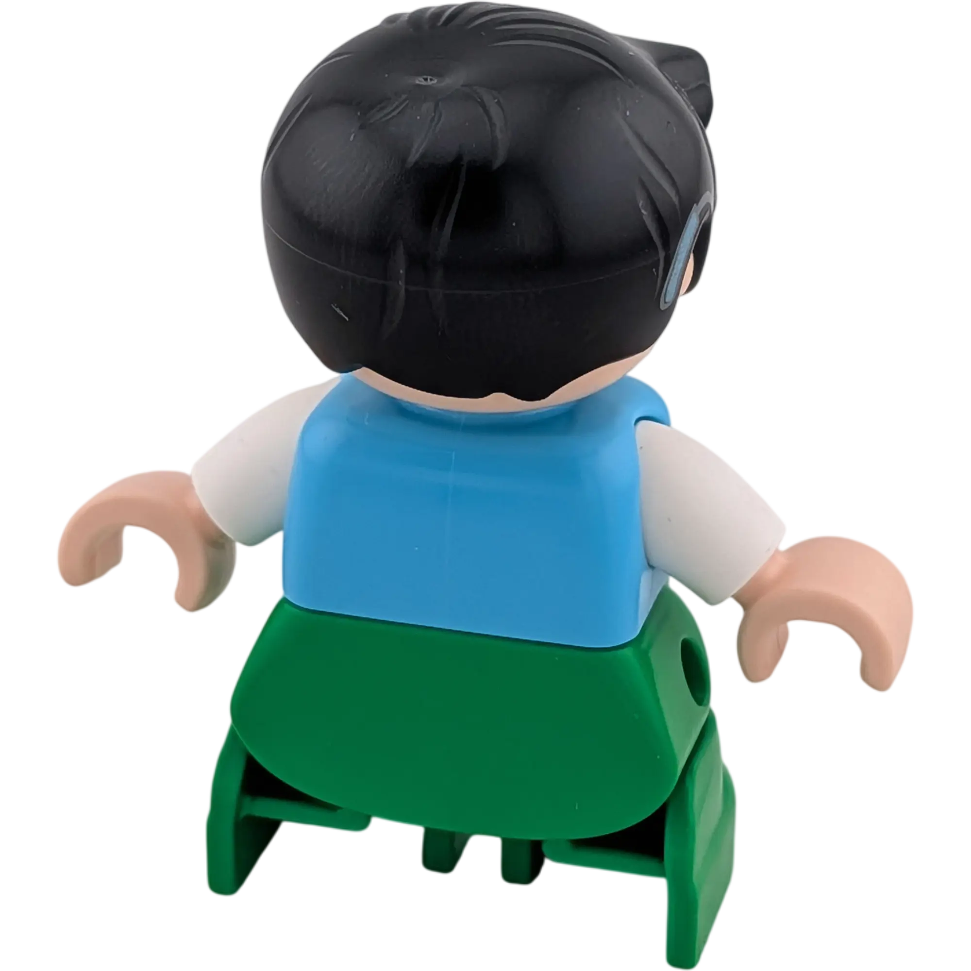 Lego Duplo Figur Junge Grüner Hose Hellblaue Jacke mit A-Team schwarze Haare