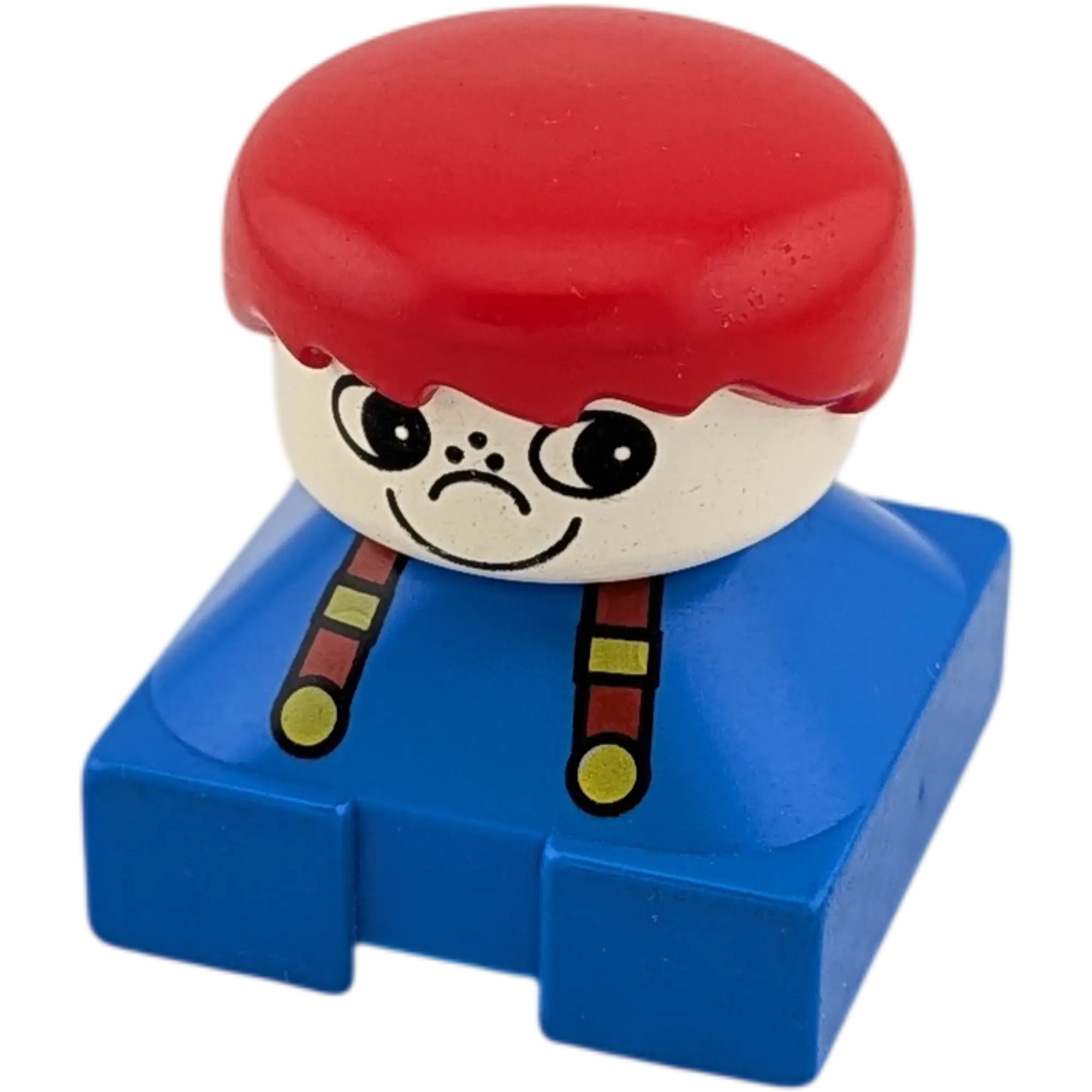 Lego Duplo Figur Junge rote Harre Latz weißes Gesicht Hosenträger 2327