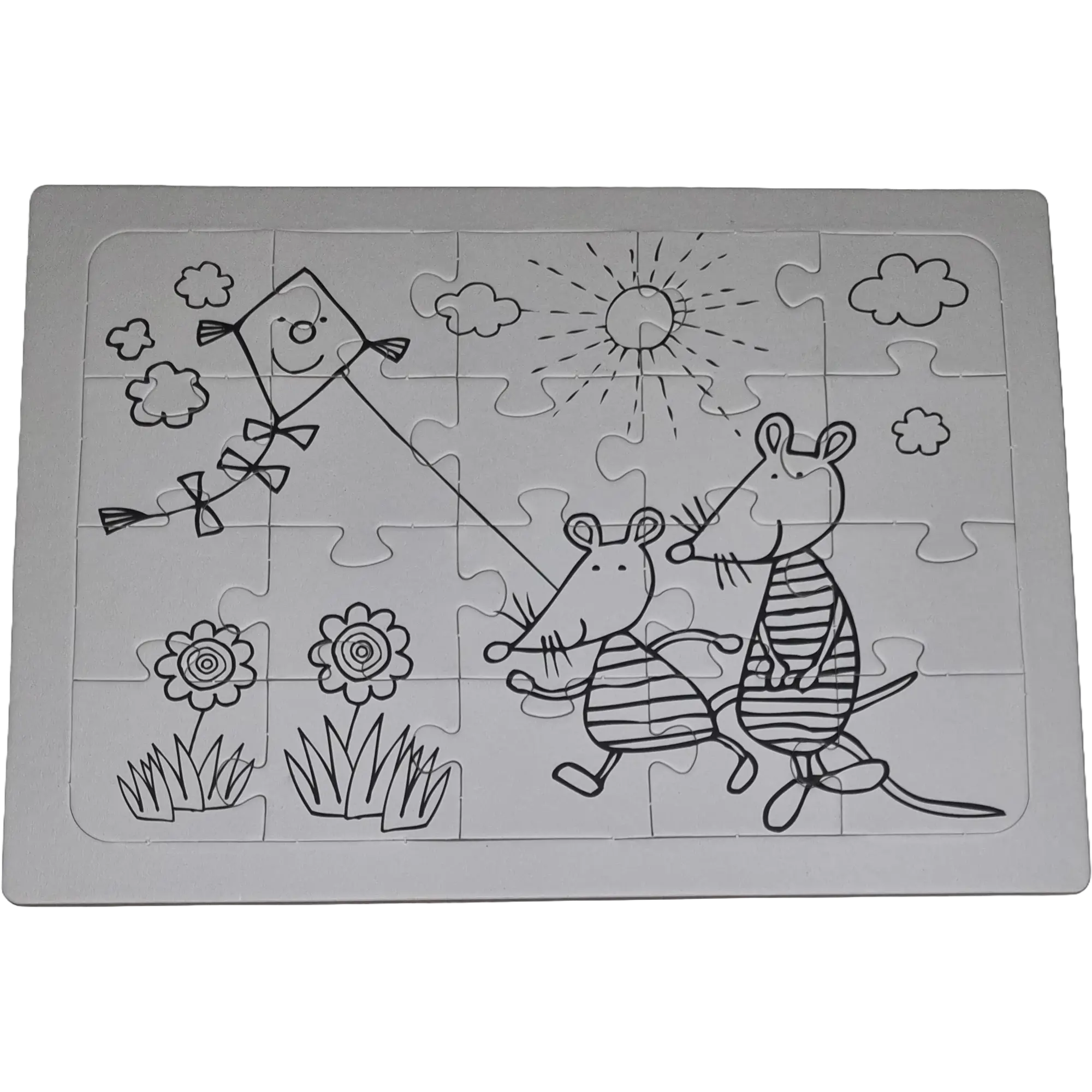 Rahmenpuzzle 20 Teile Mäuse beim Spaziergang Unikat