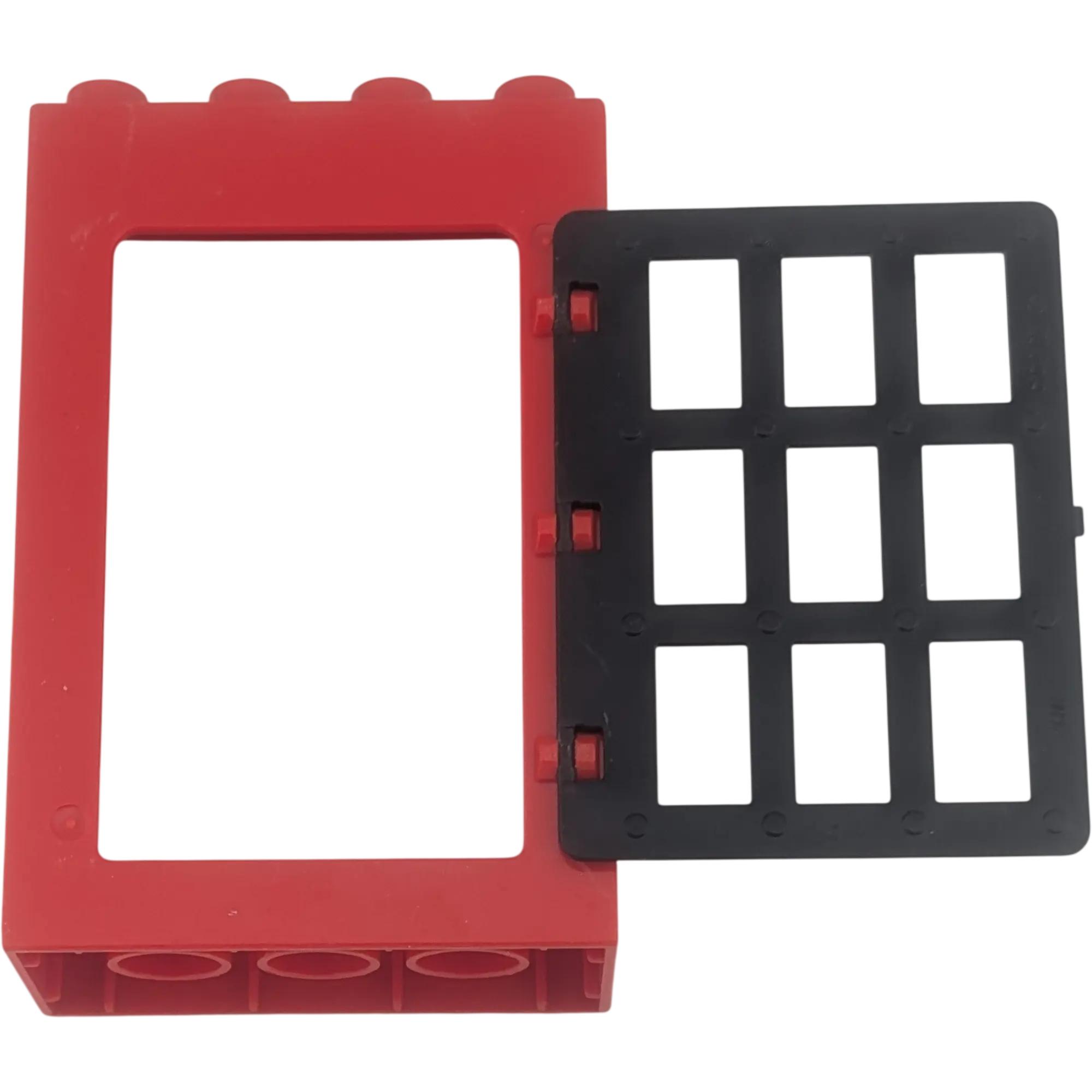 Lego Duplo 2x4 Hauswand Rot mit Tür Schwarz Gitter Gefängnis