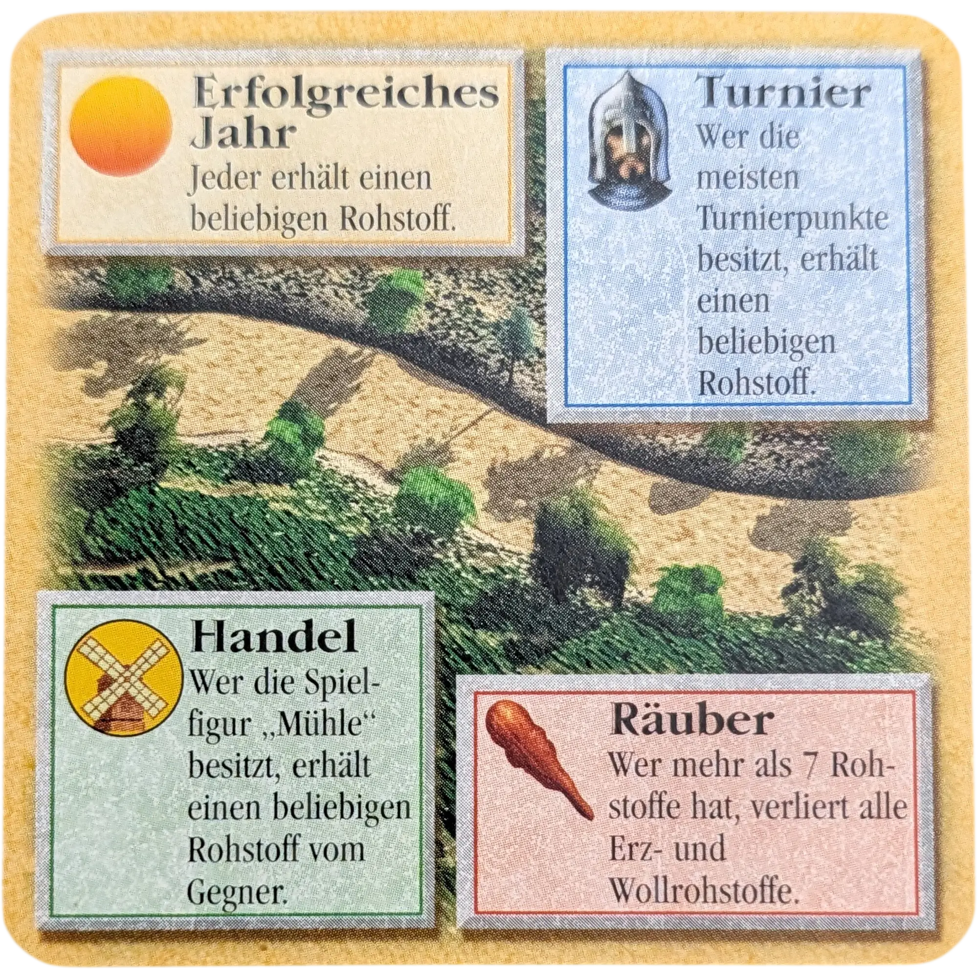 Kosmos Die Siedler von Catan das Kartenspiel Ersatzteil Zentralkarte Wappen Rot-Weiß Übersichtskarte