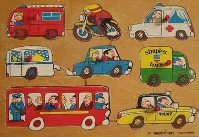 Simplex Holzpuzzle mit Griff Feuerwehr Motorrad