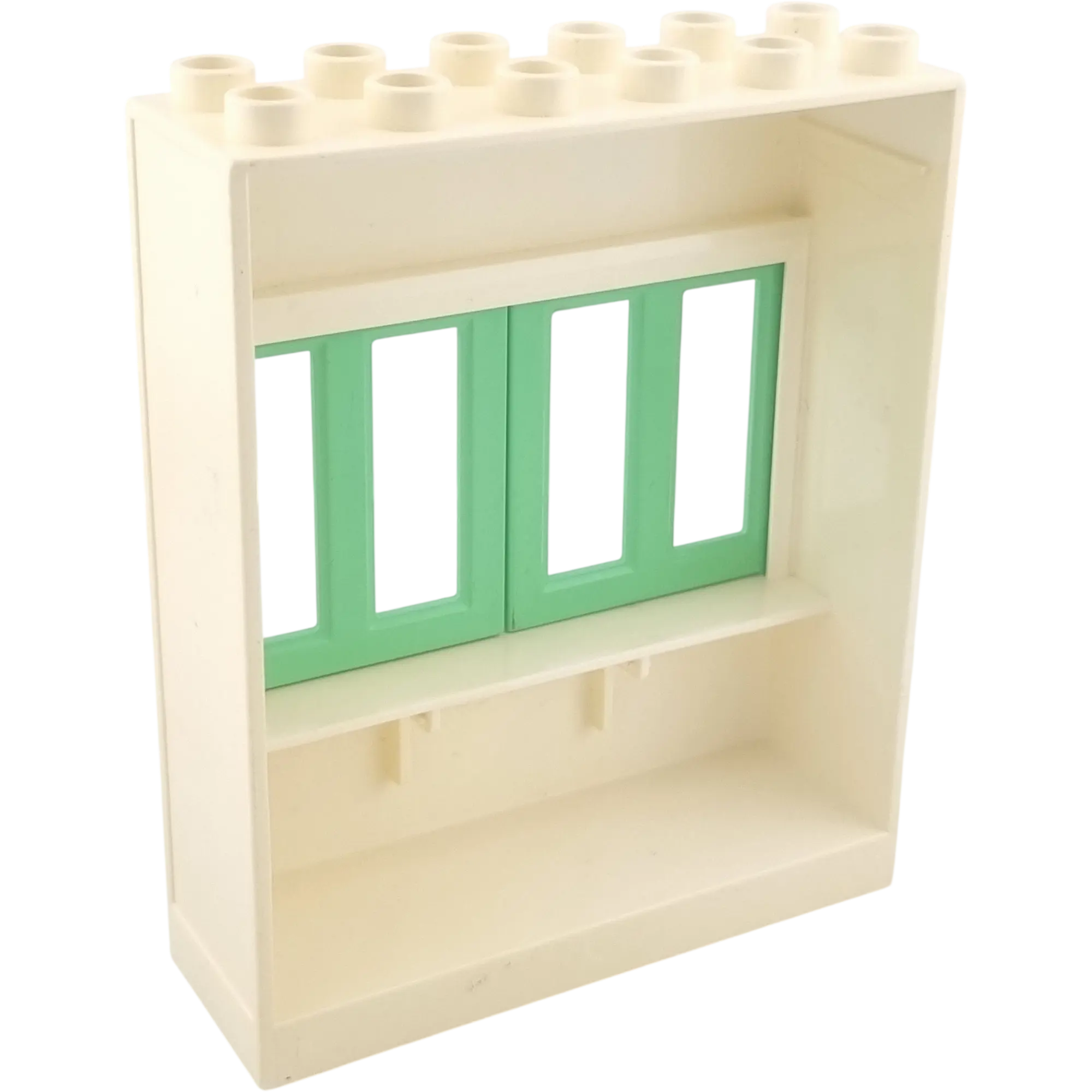 Lego Duplo 6480 Hauswand 2x6 Weiß mit zwei grünen Fenstern