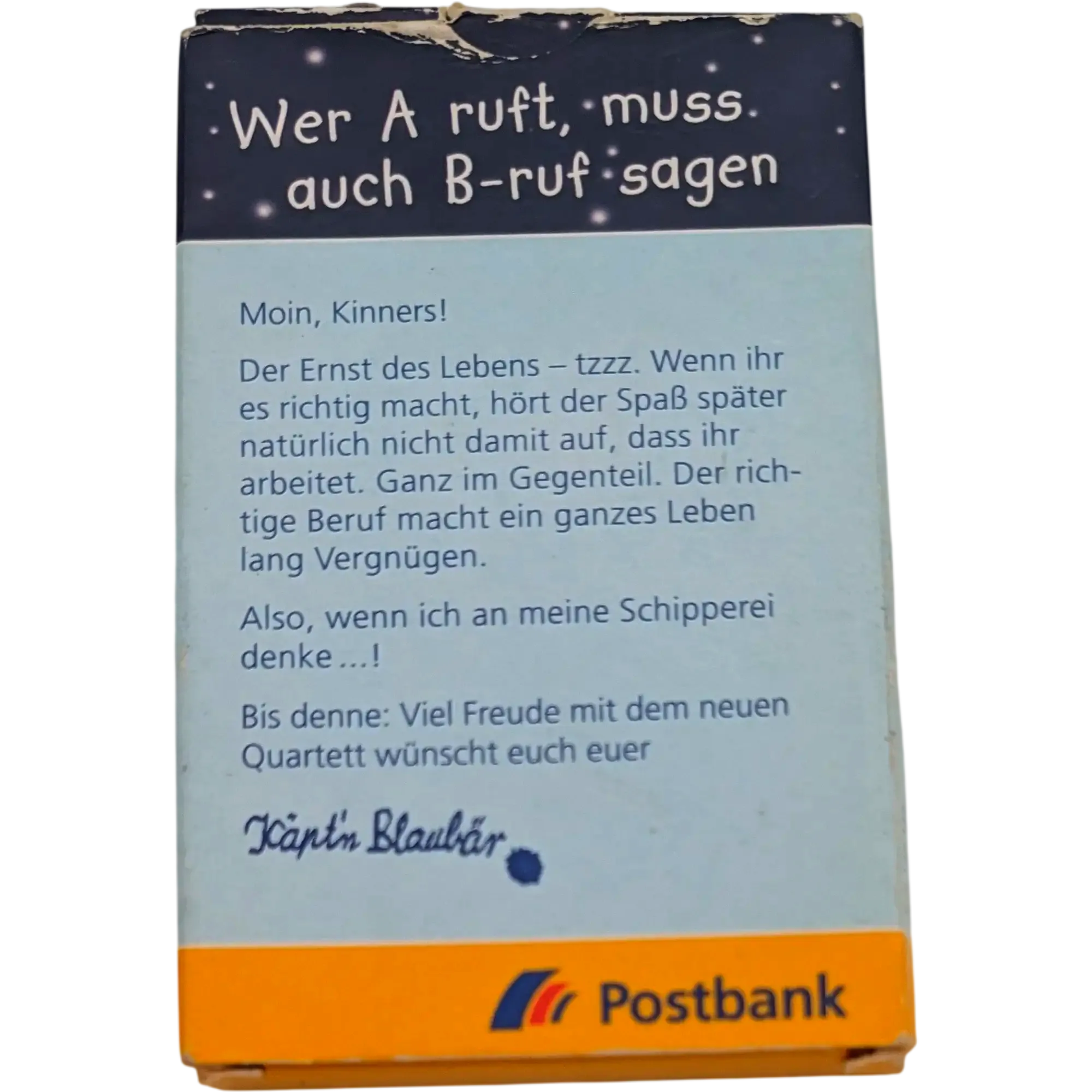 Postbank Käpt'n Blaubär Quartett Berufe, Ansicht 2