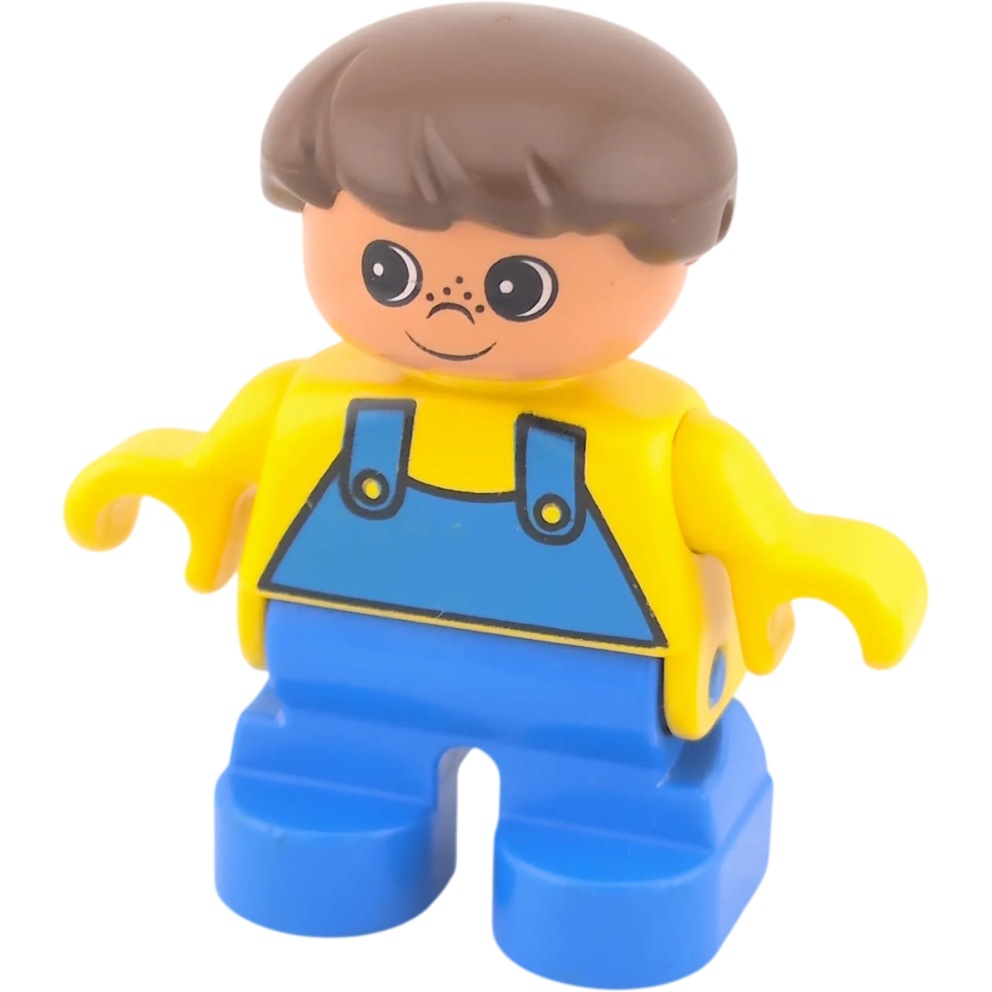 Lego Duplo Junge braune Haare, mit Latzhhose Shirt Gelb Sommersprossen