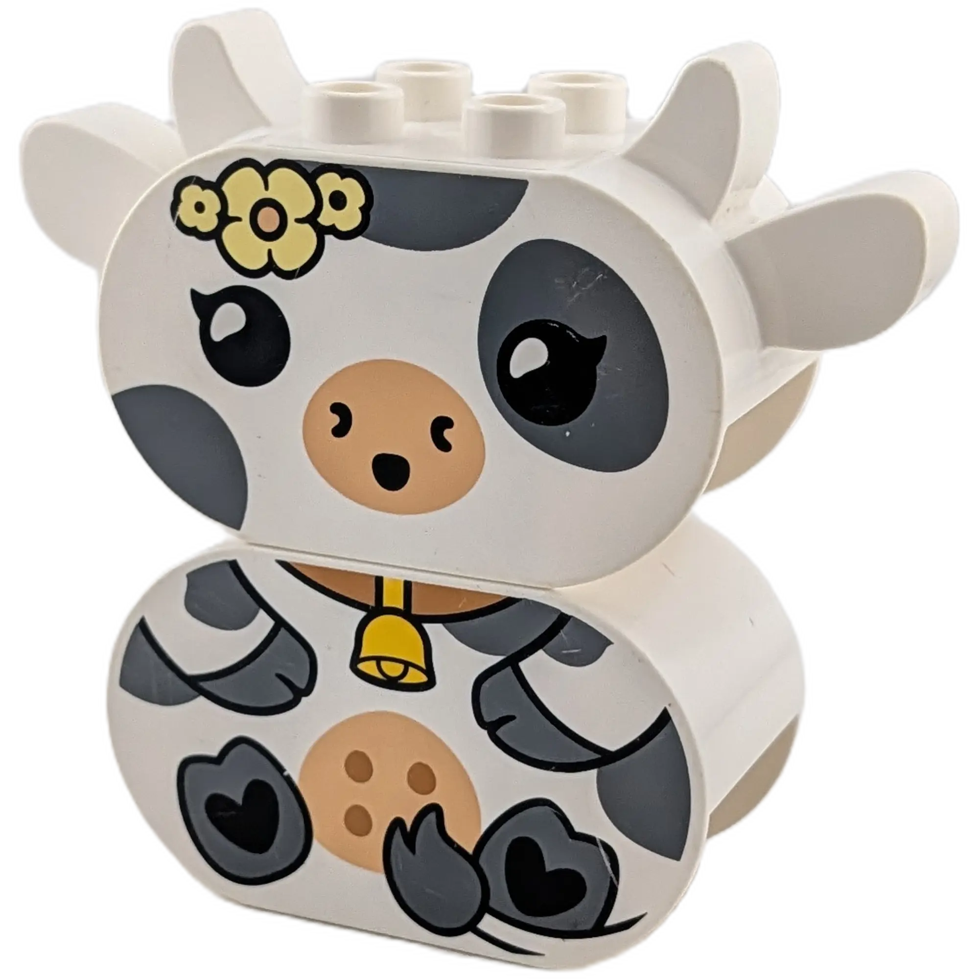 Lego Duplo Kuh Weiß 2teilig mit Blume und Glocke