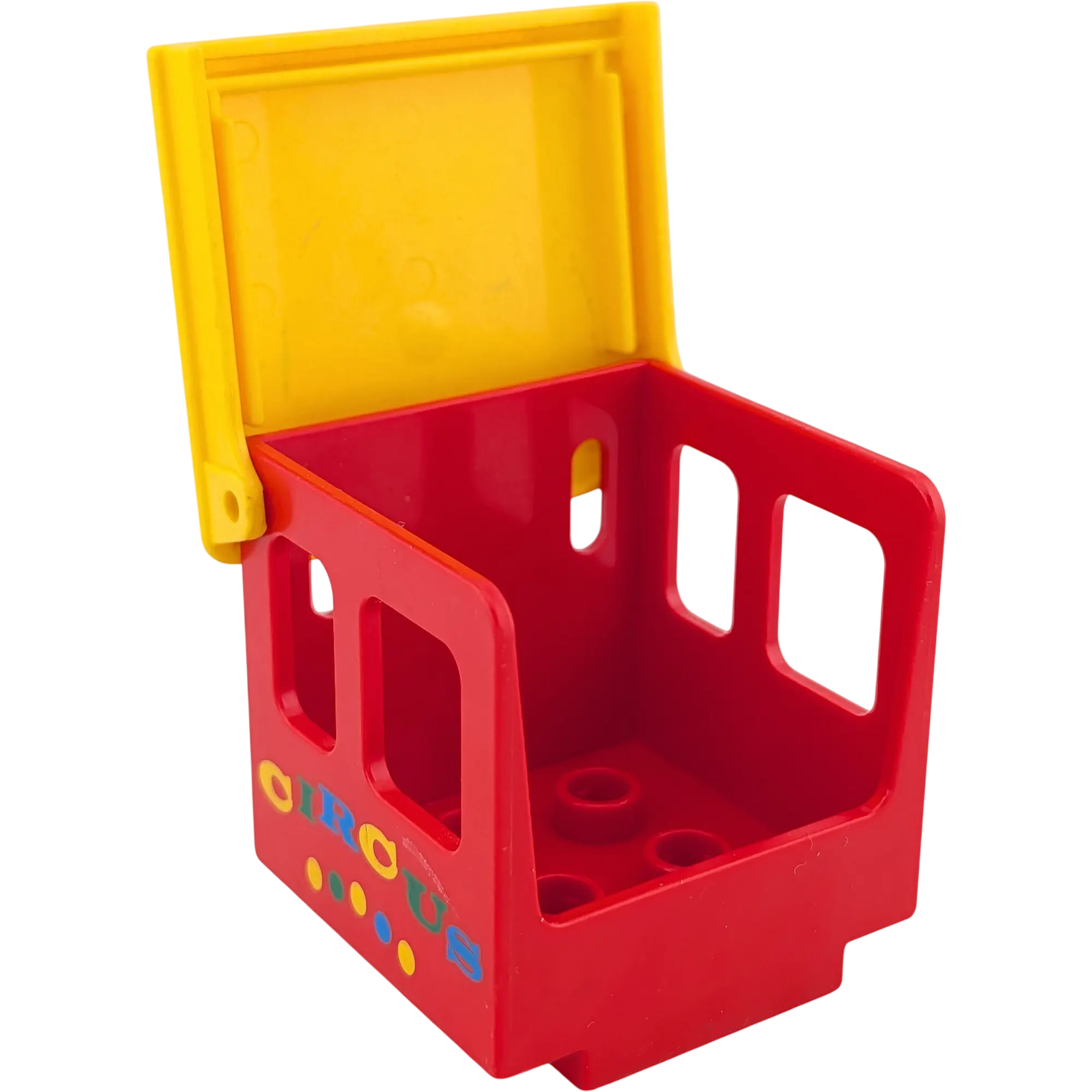 Lego Duplo 4544 Aufsatz Rot Kabine Führerhaus mit Aufschrift Circus und gelbem Dach und Kreisen