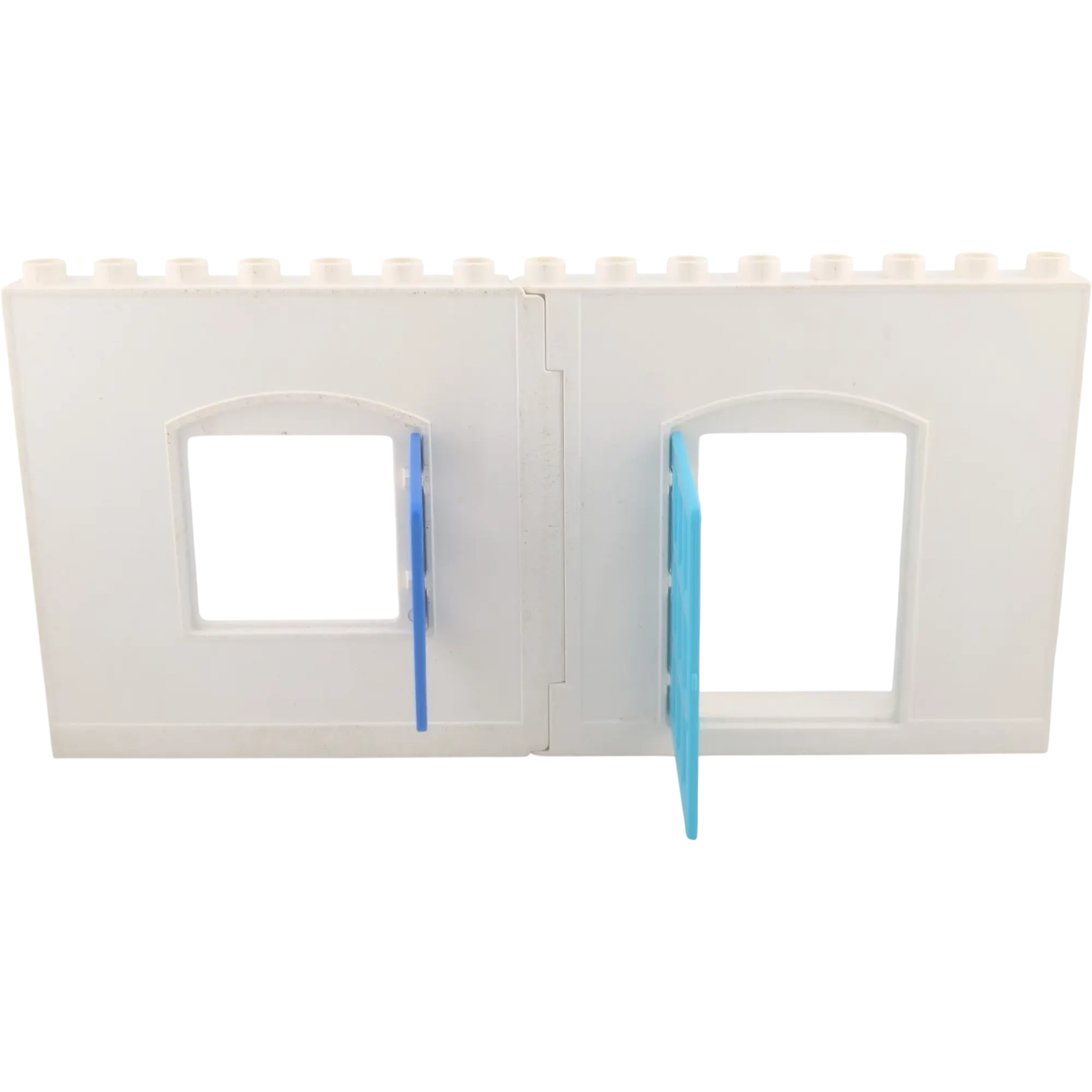 Lego Duplo Hauswand Weiß Polizeistation Polizeirevier Blaue Fenster und azurfarbene Gefängnistür