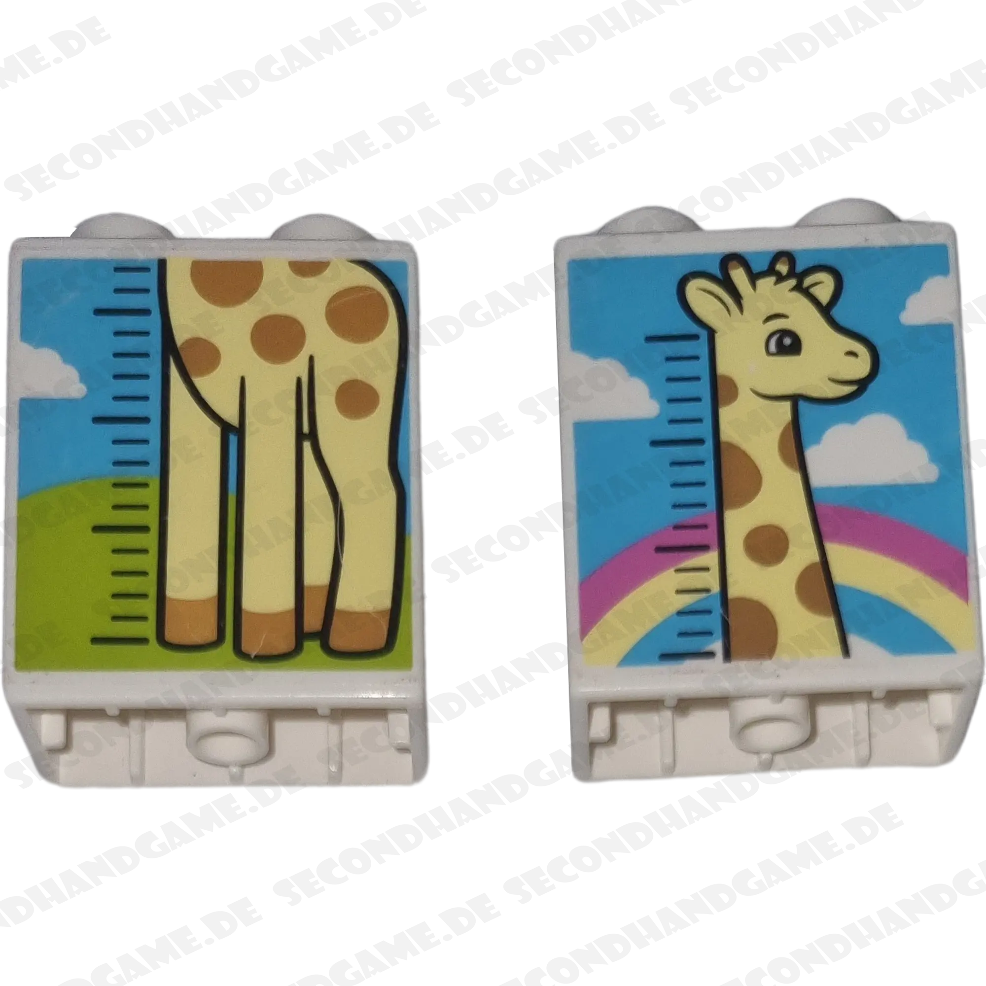Lego Duplo 4066 Stein 1x2x2 Weiß Giraffe Messlatte zwei Steine