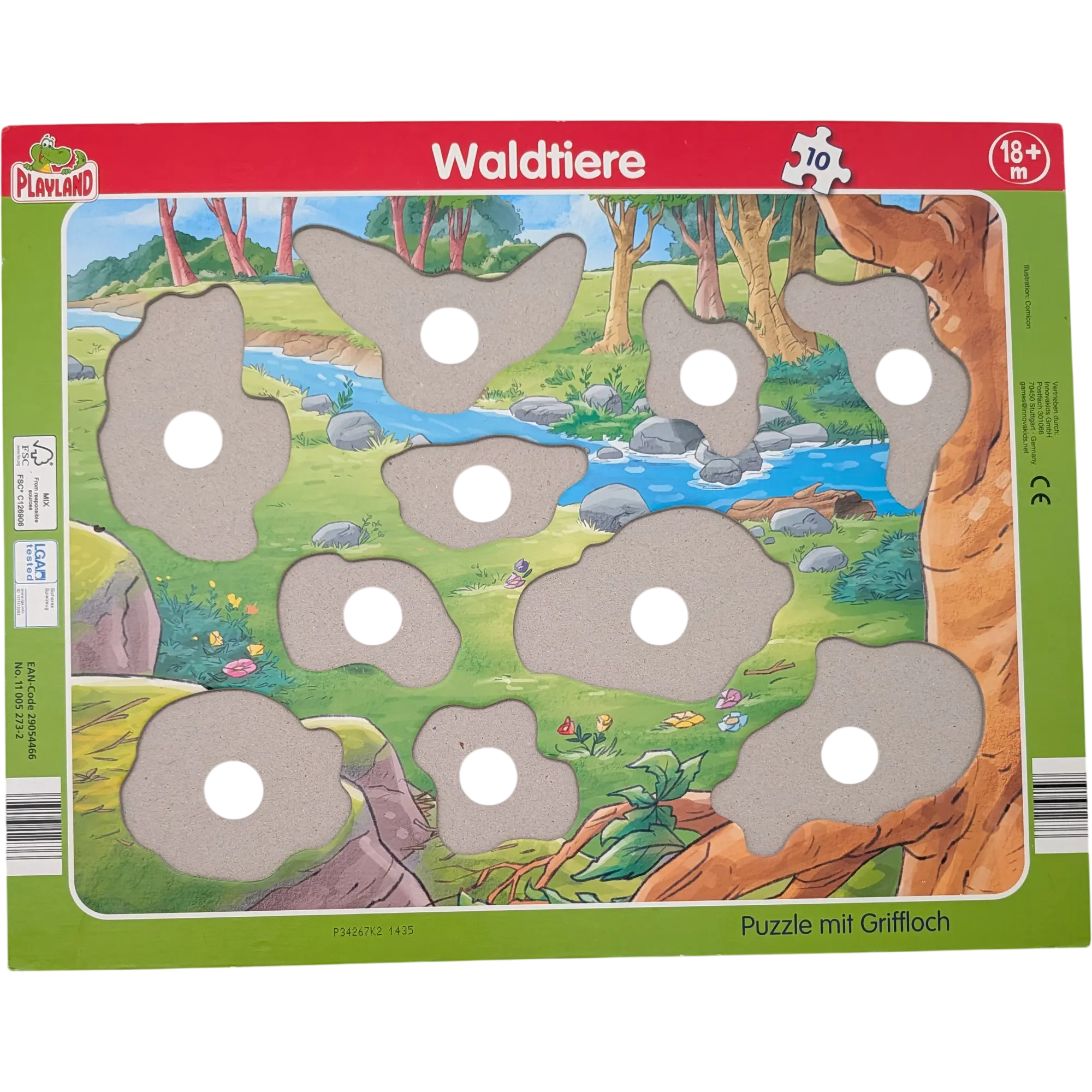 Playland Innovakids Rahmenpuzzle Waldtiere 10 Teile mit Griffloch 110052732, Ansicht 2